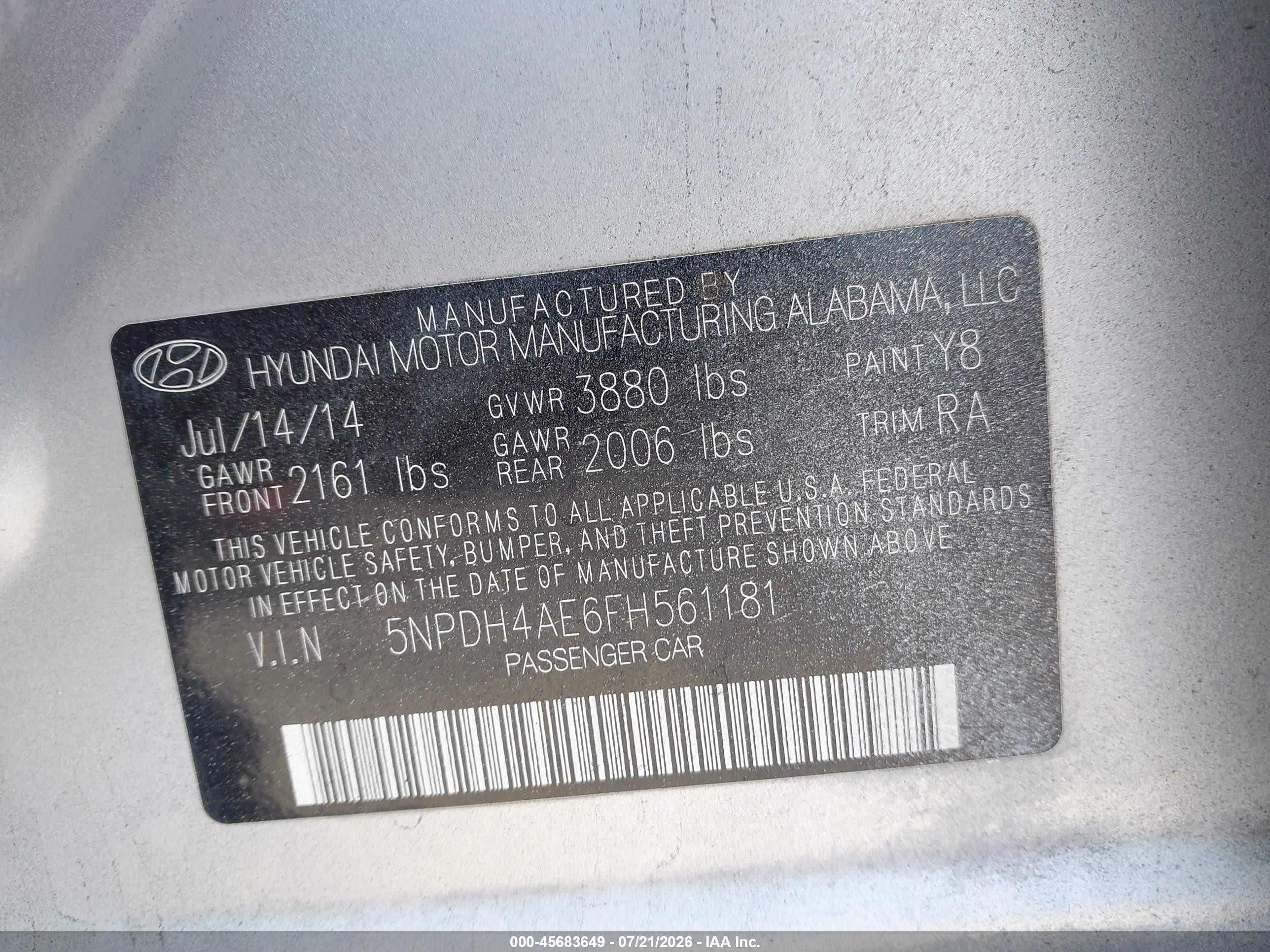 2015 Hyundai Elantra Se Серебряный vin: 5NPDH4AE6FH561181