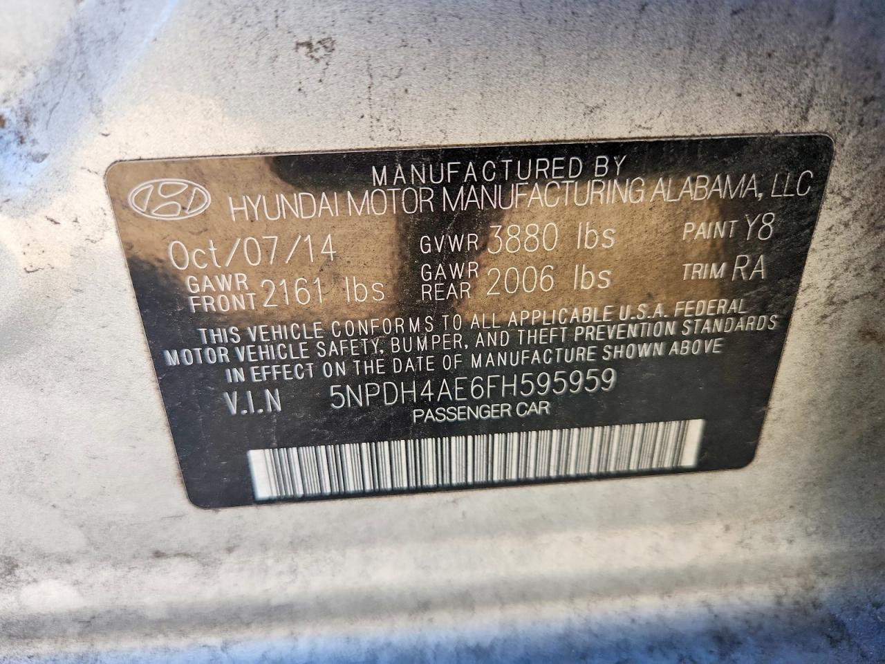 2015 Hyundai Elantra Se Silver vin: 5NPDH4AE6FH595959