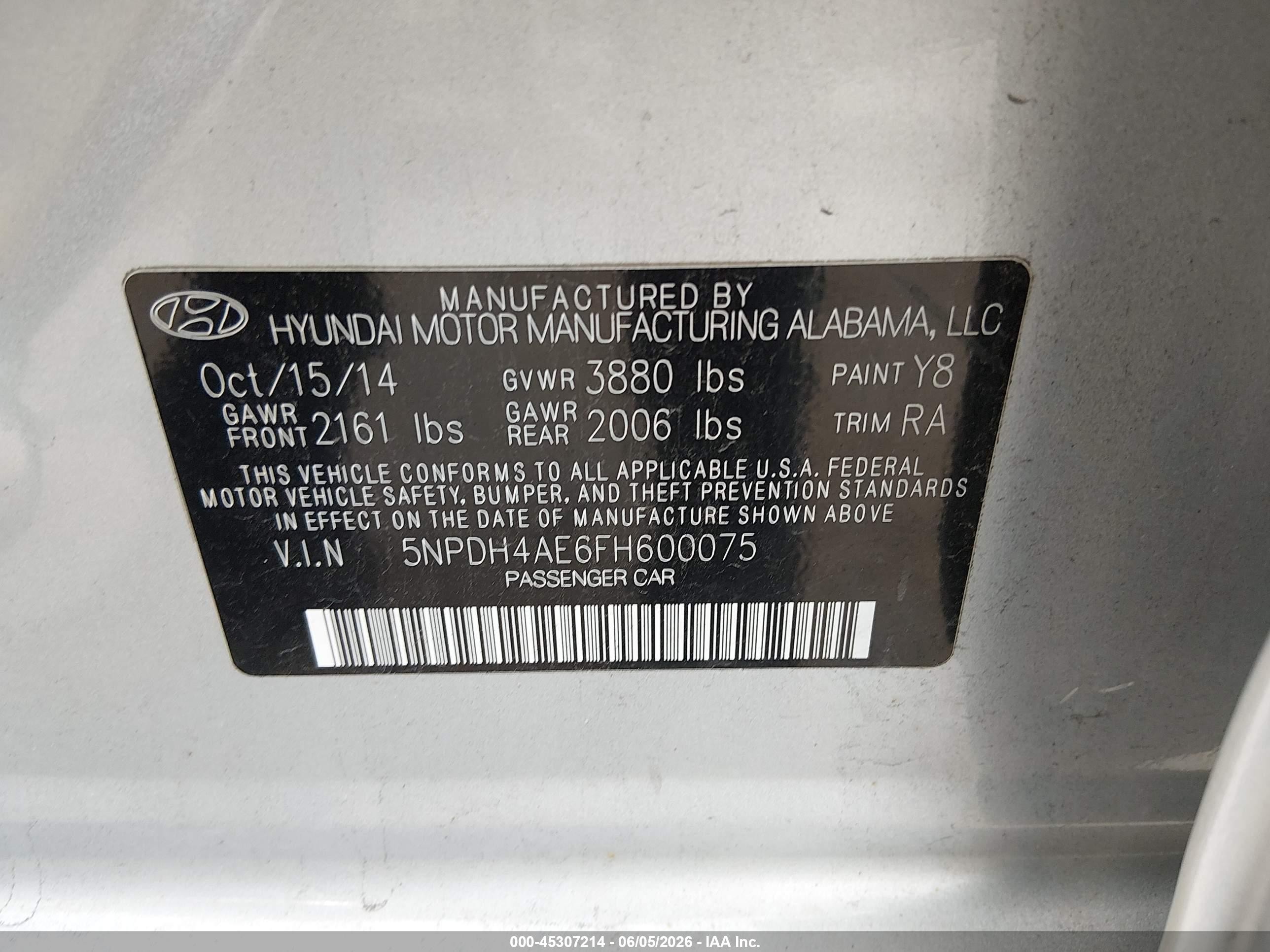 2015 Hyundai Elantra Se Silver vin: 5NPDH4AE6FH600075