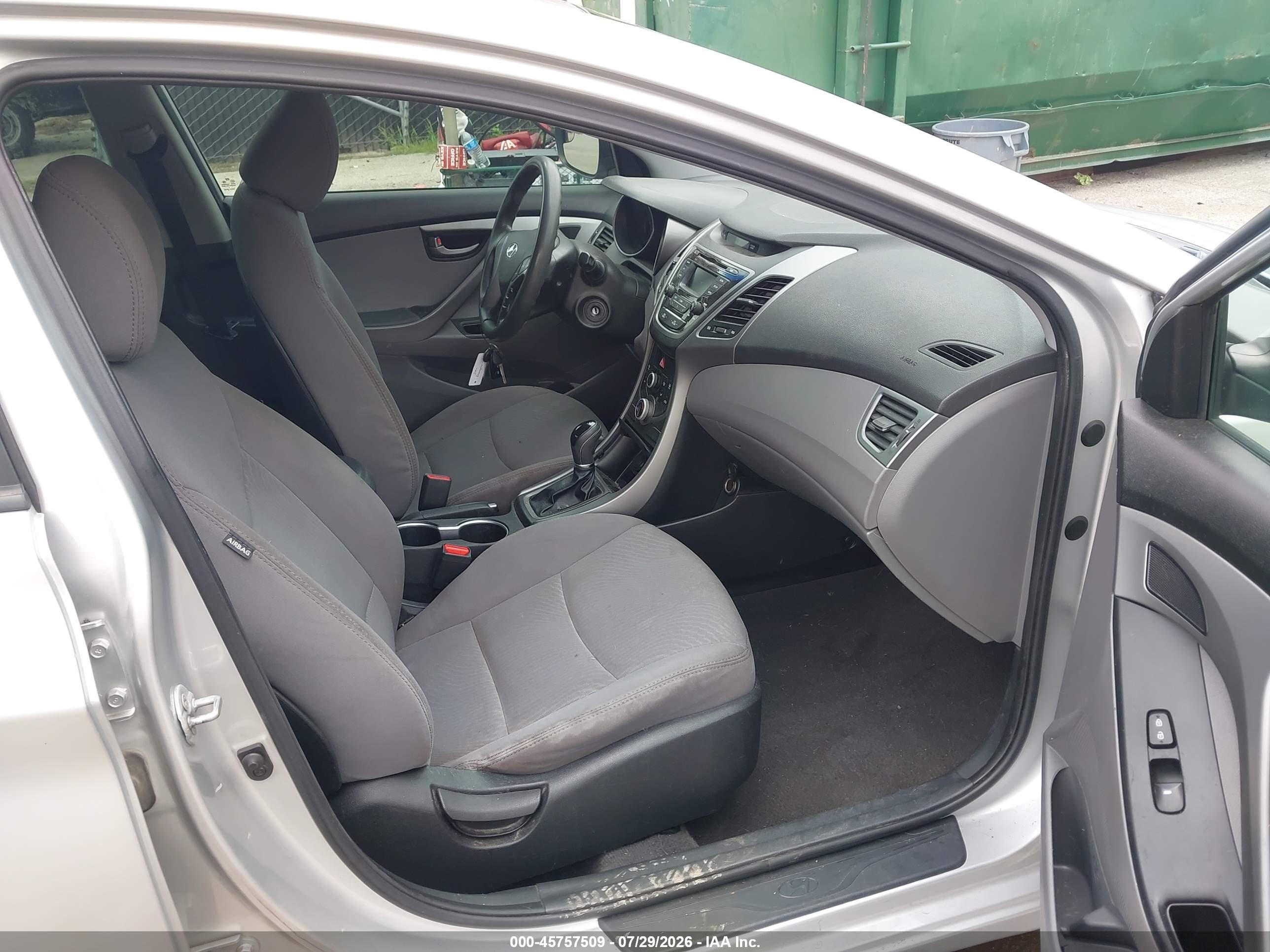 2015 Hyundai Elantra Se Gray vin: 5NPDH4AE6FH604112