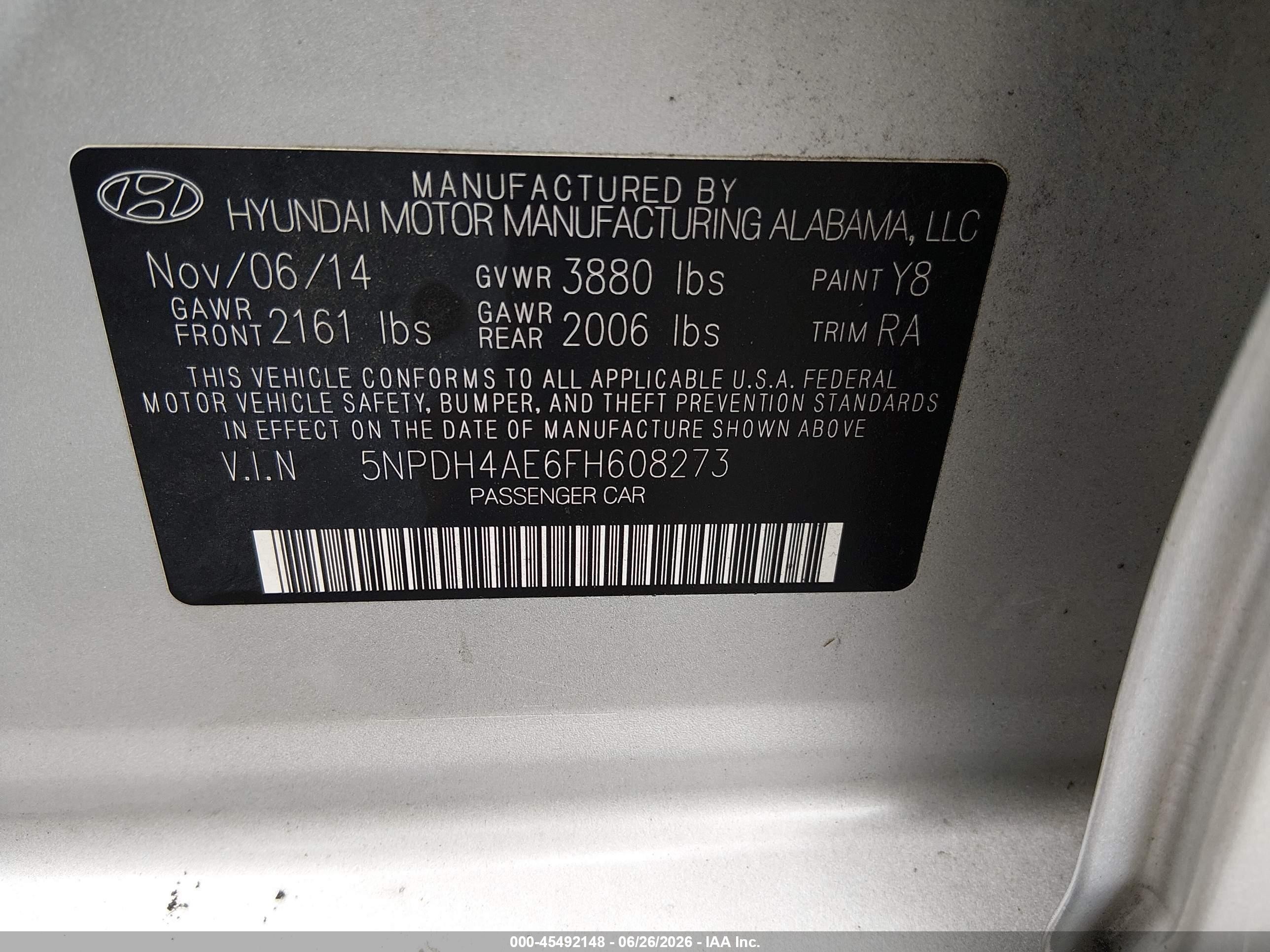 2015 Hyundai Elantra Limited Silver vin: 5NPDH4AE6FH608273