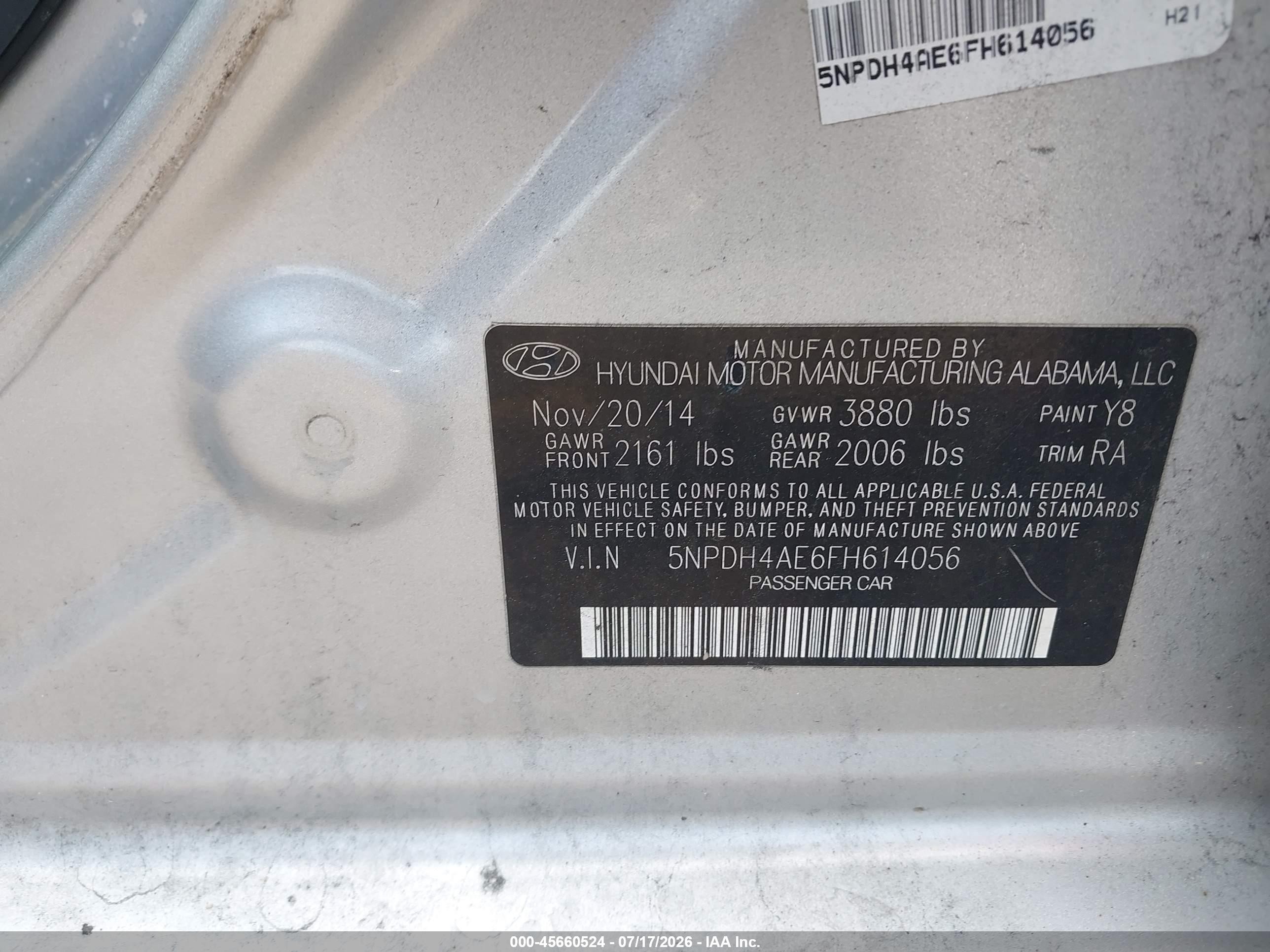 2015 Hyundai Elantra Se Silver vin: 5NPDH4AE6FH614056