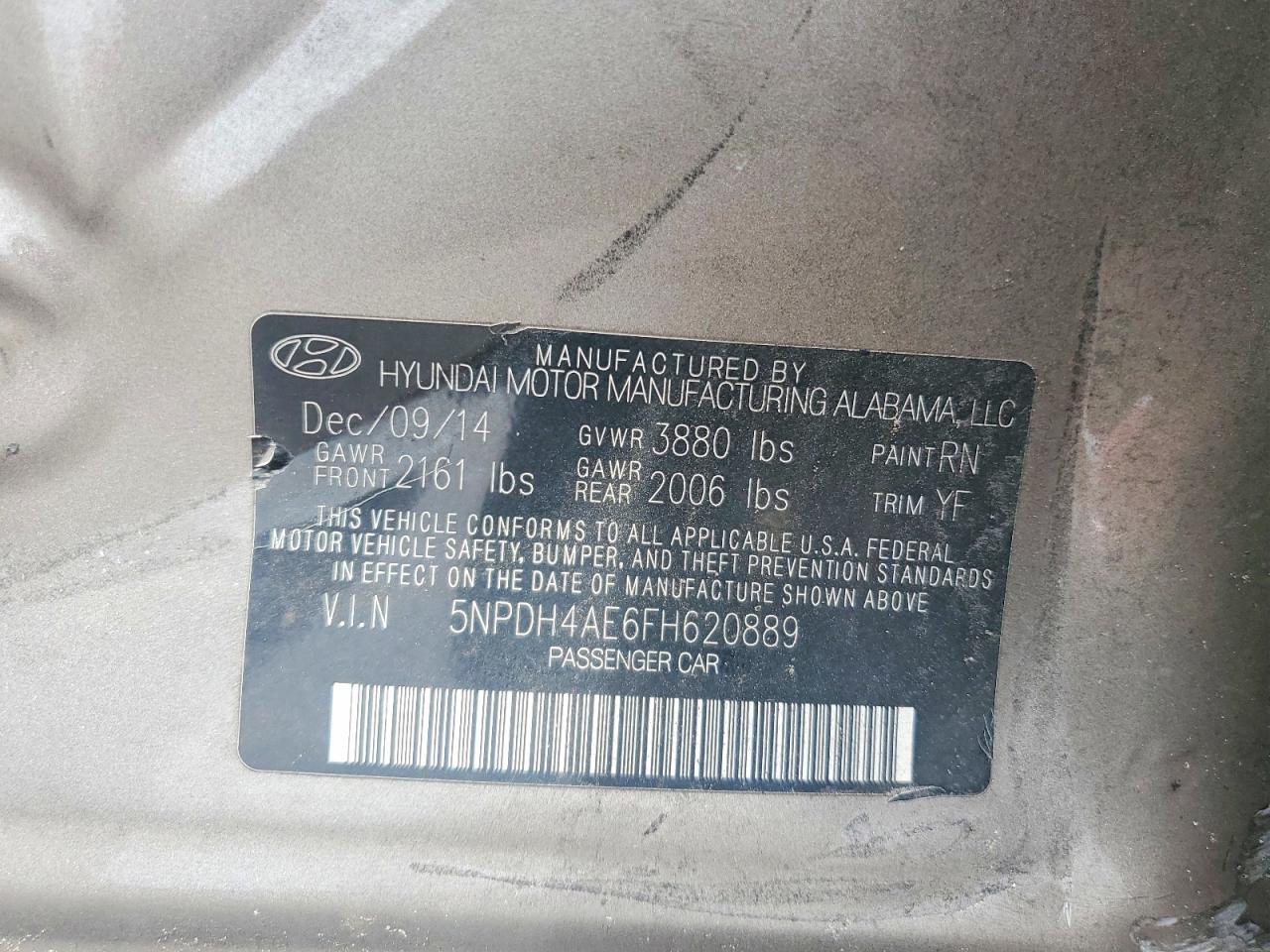 2015 Hyundai Elantra Se Brown vin: 5NPDH4AE6FH620889