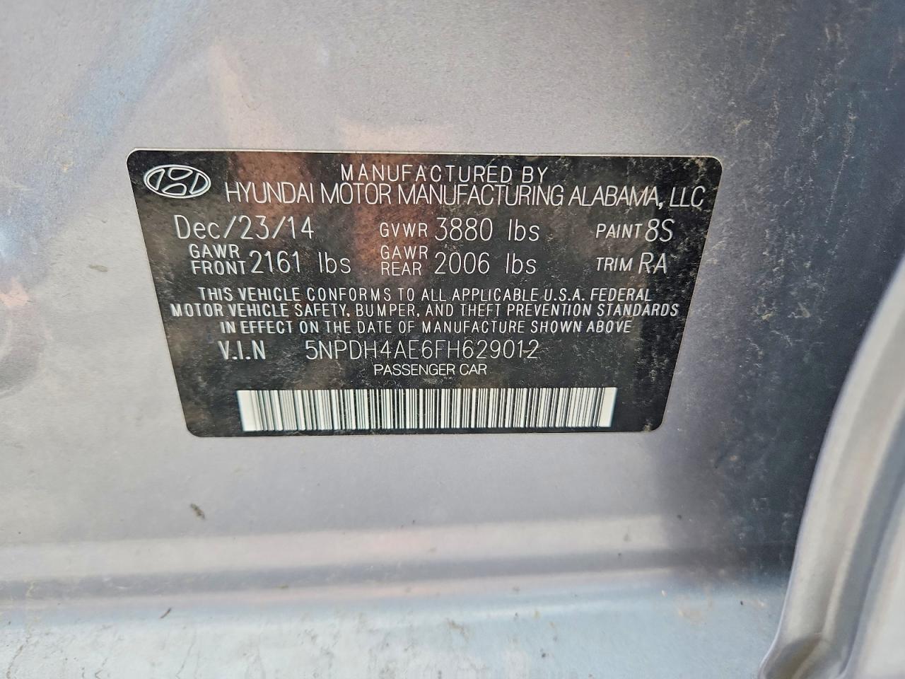 2015 Hyundai Elantra Se Silver vin: 5NPDH4AE6FH629012