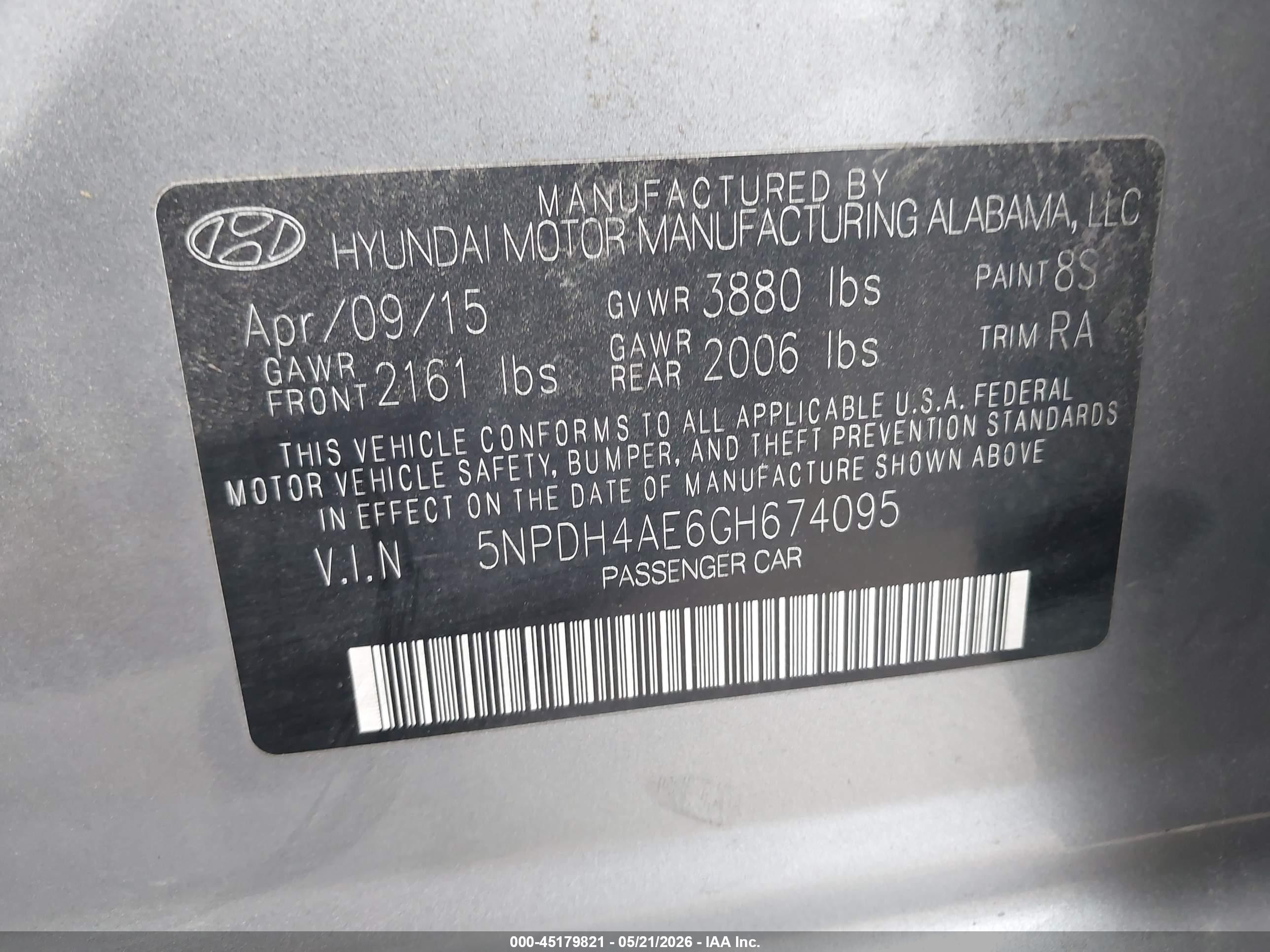 2016 Hyundai Elantra Se Gray vin: 5NPDH4AE6GH674095