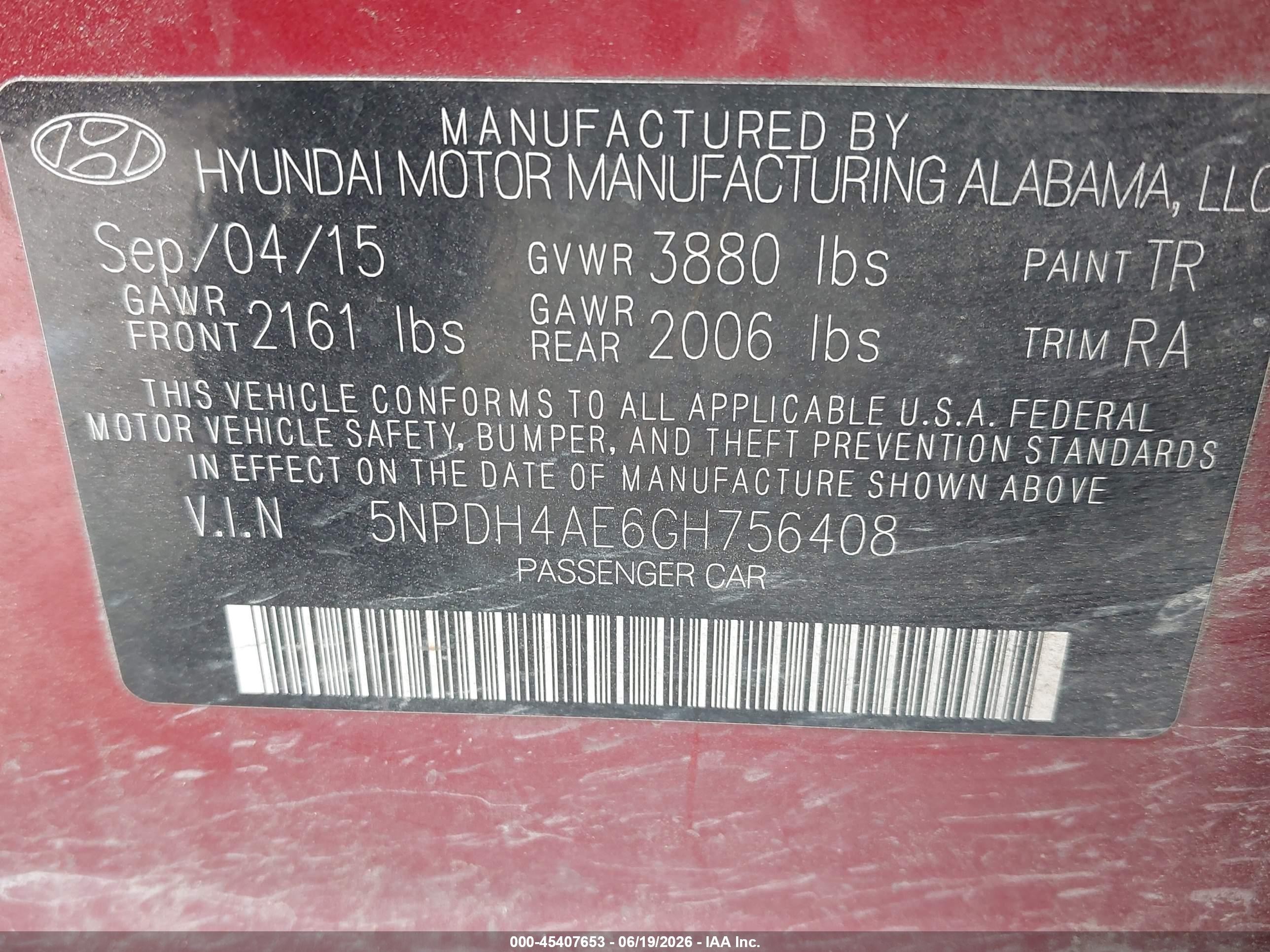2016 Hyundai Elantra Se Red vin: 5NPDH4AE6GH756408