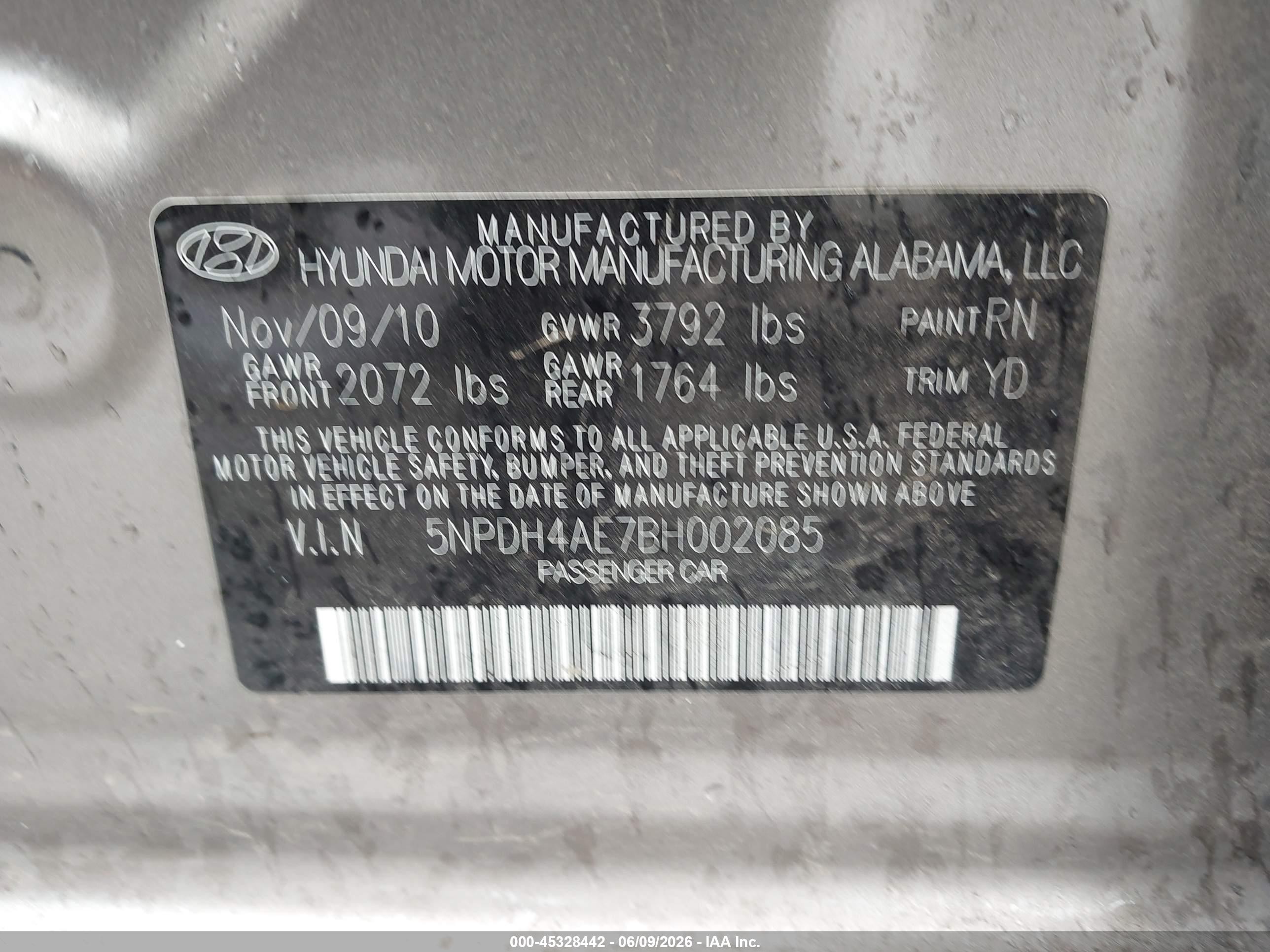 2011 Hyundai Elantra Gls Silver vin: 5NPDH4AE7BH002085