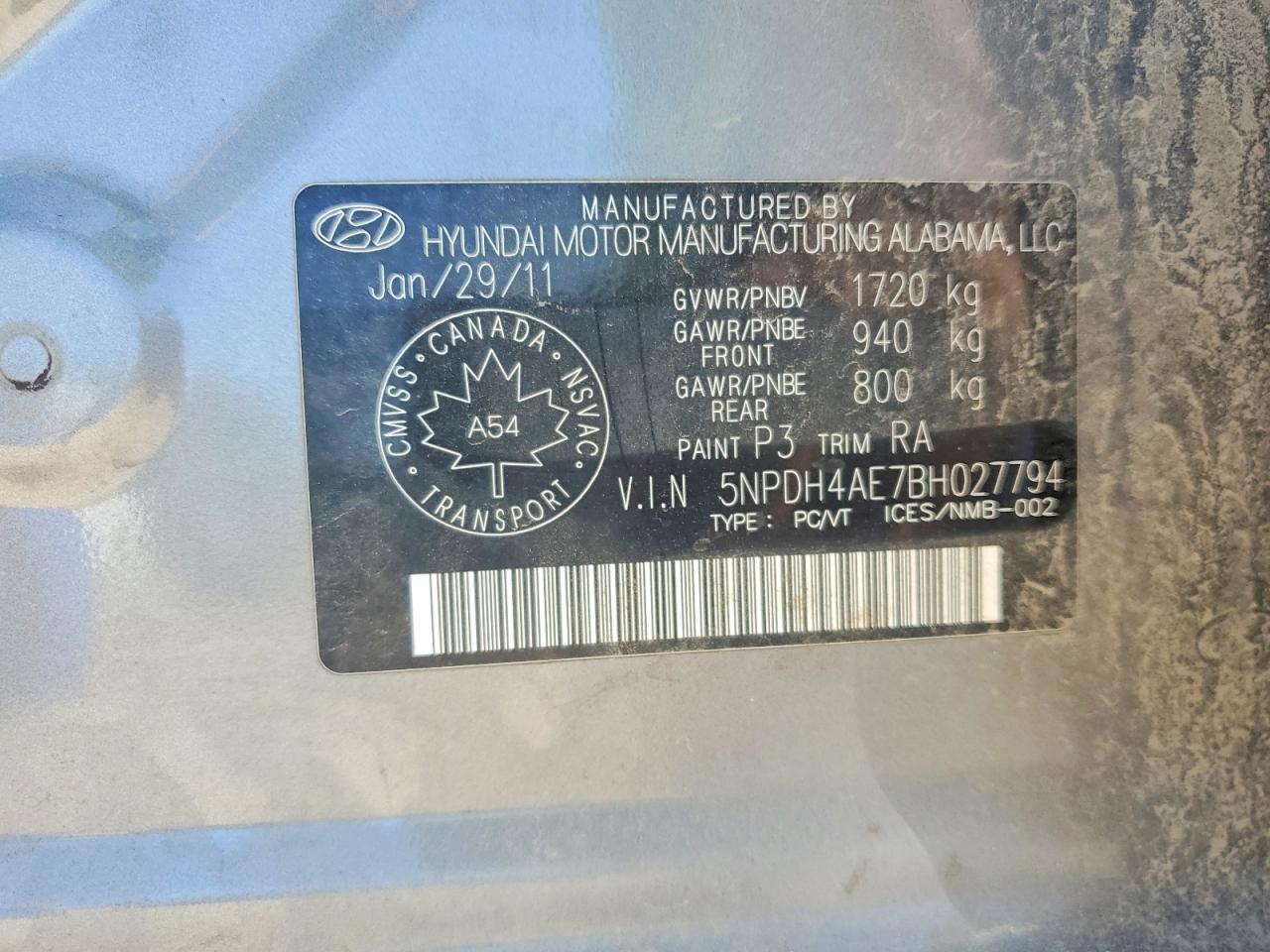 2011 Hyundai Elantra Gls Gray vin: 5NPDH4AE7BH027794