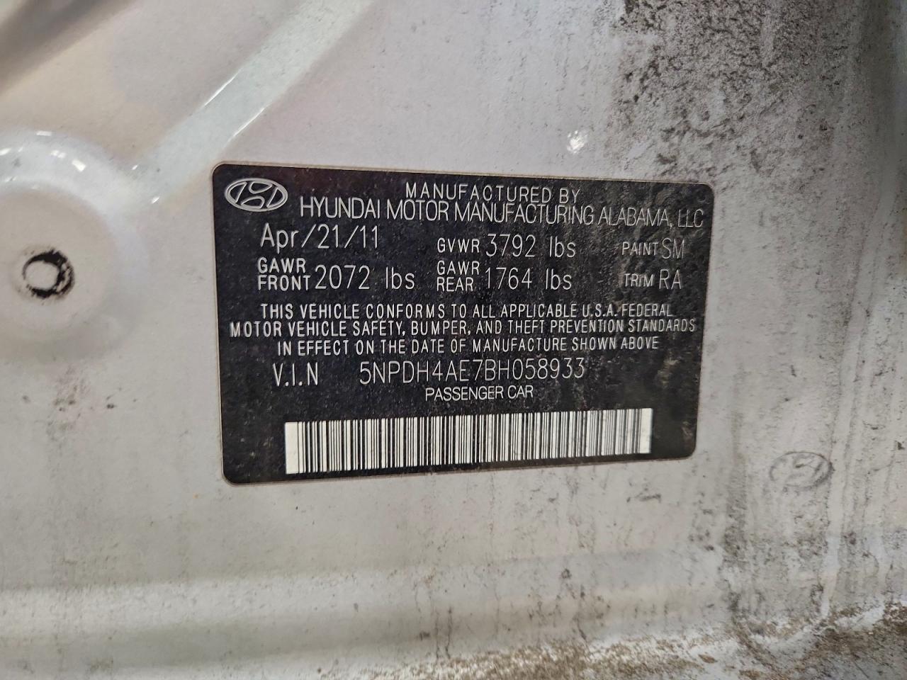 2011 Hyundai Elantra Gls Silver vin: 5NPDH4AE7BH058933