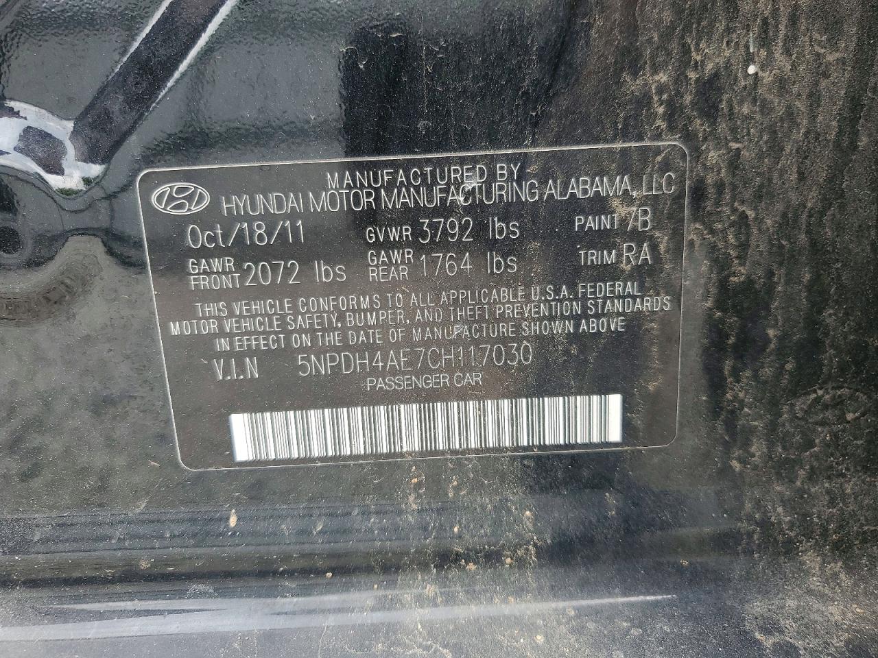 2012 Hyundai Elantra Gls Black vin: 5NPDH4AE7CH117030