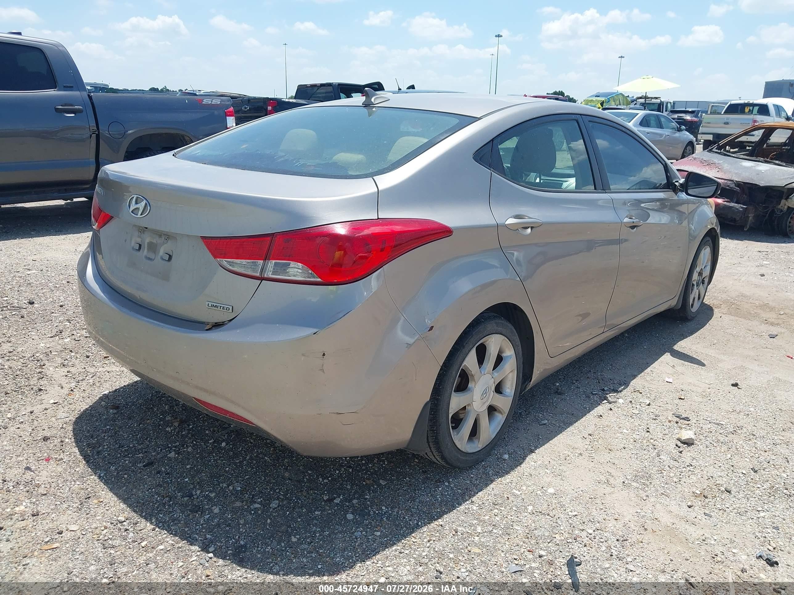2012 Hyundai Elantra Limited Champagne vin: 5NPDH4AE7CH146396