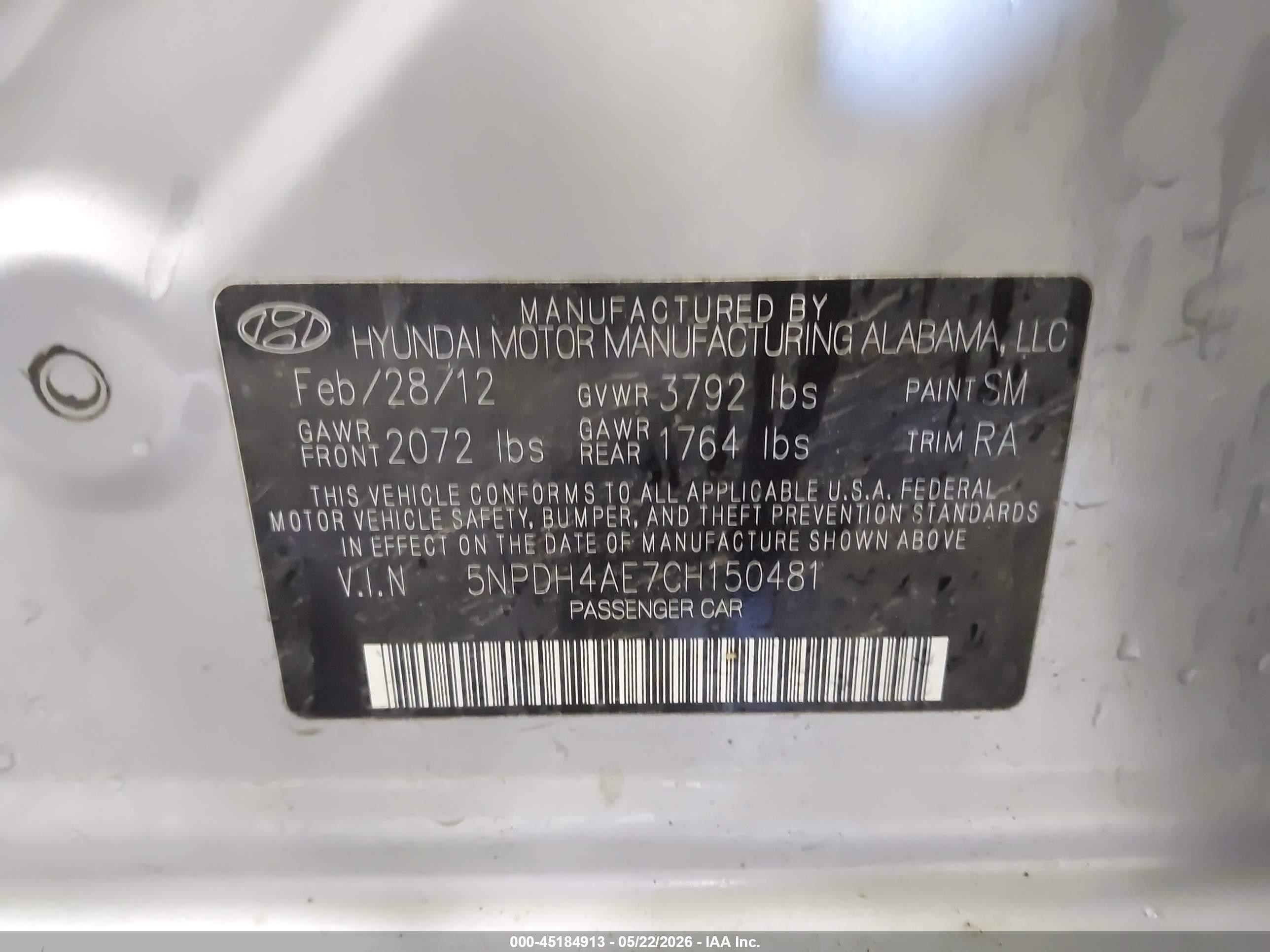 2012 Hyundai Elantra Limited Silver vin: 5NPDH4AE7CH150481