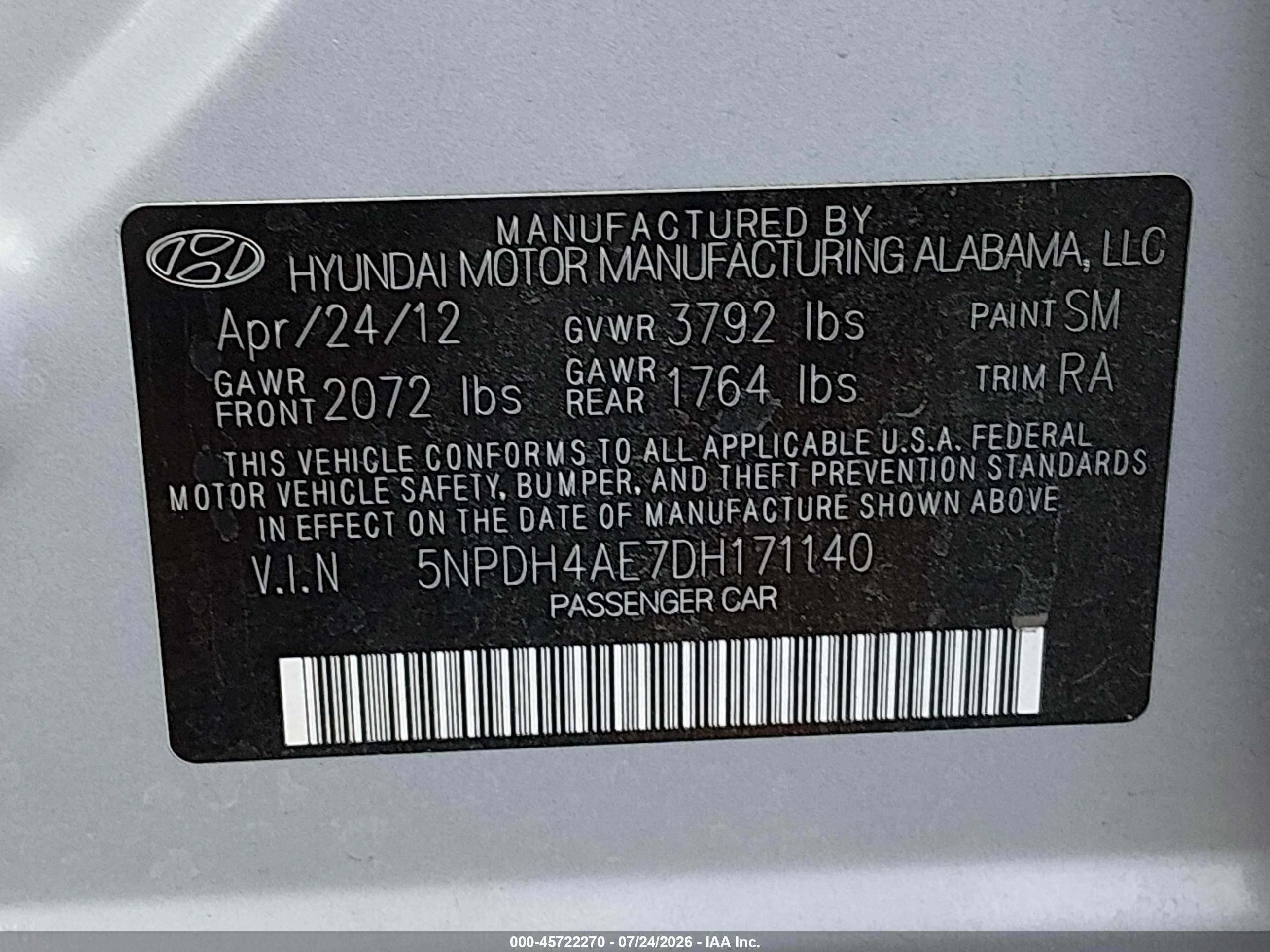 2013 Hyundai Elantra Gls Gray vin: 5NPDH4AE7DH171140