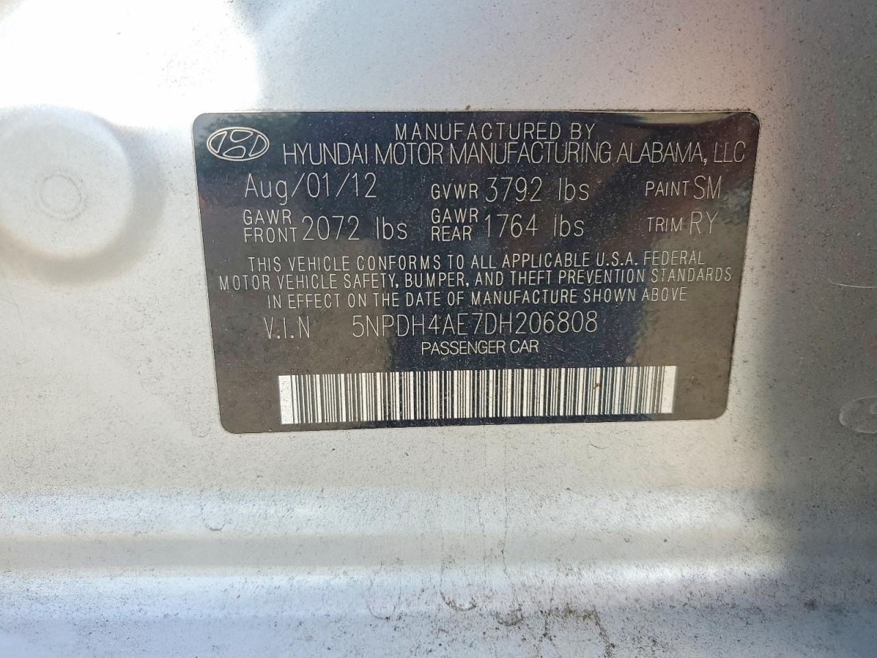 2013 Hyundai Elantra Limited Silver vin: 5NPDH4AE7DH206808