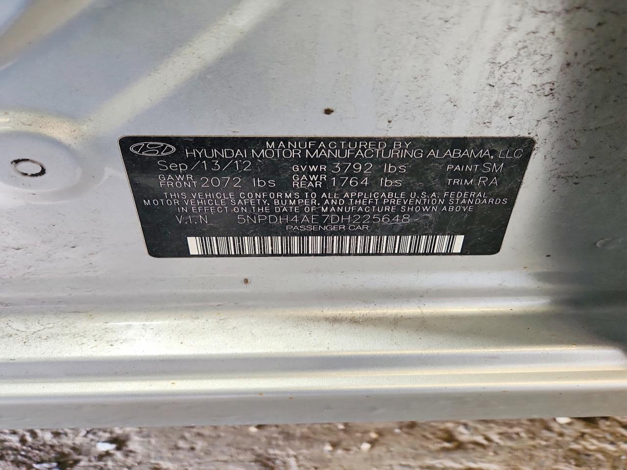 2013 Hyundai Elantra Gls Silver vin: 5NPDH4AE7DH225648