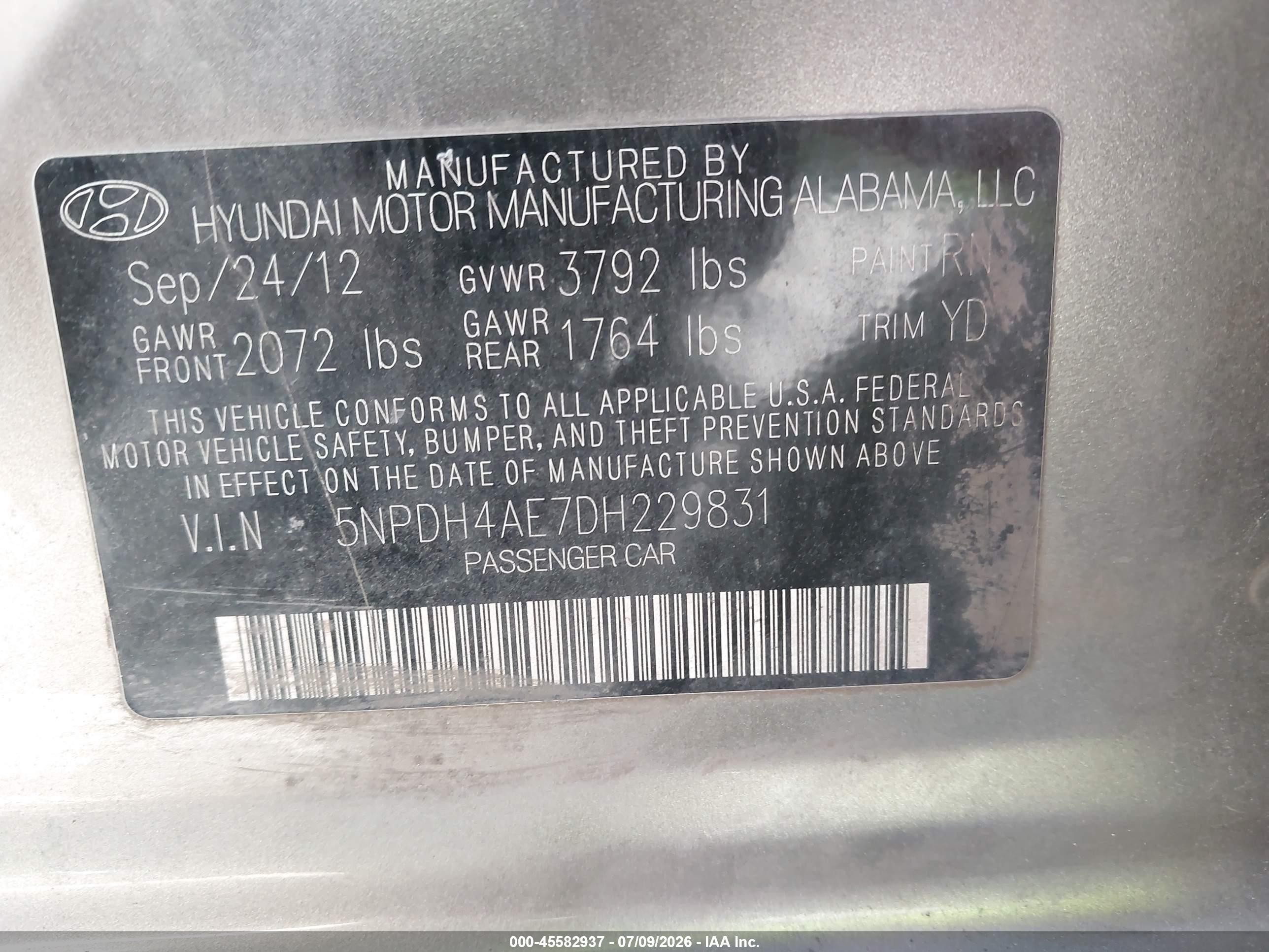 2013 Hyundai Elantra Gls Серебряный vin: 5NPDH4AE7DH229831