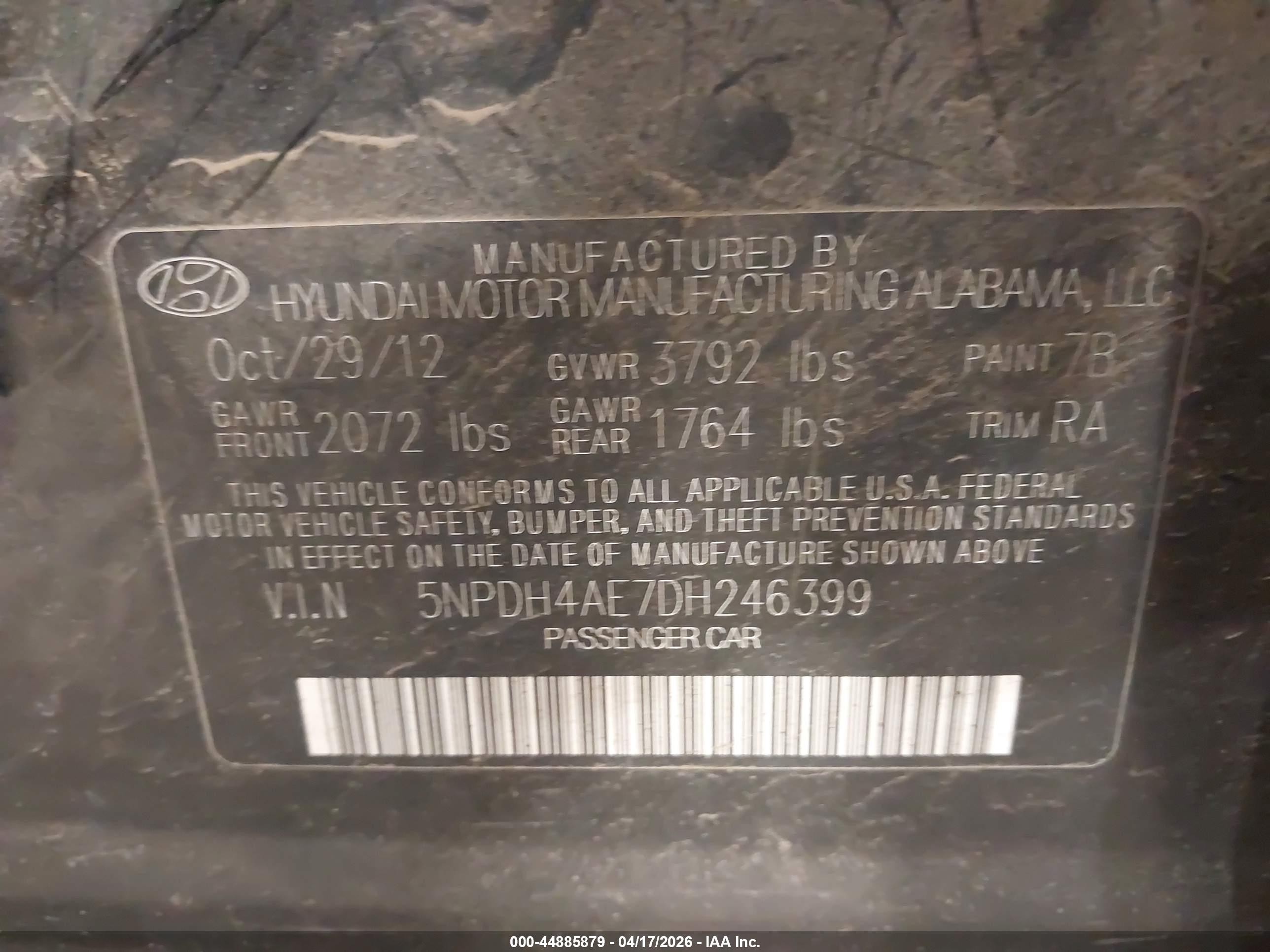 2013 Hyundai Elantra Gls Black vin: 5NPDH4AE7DH246399