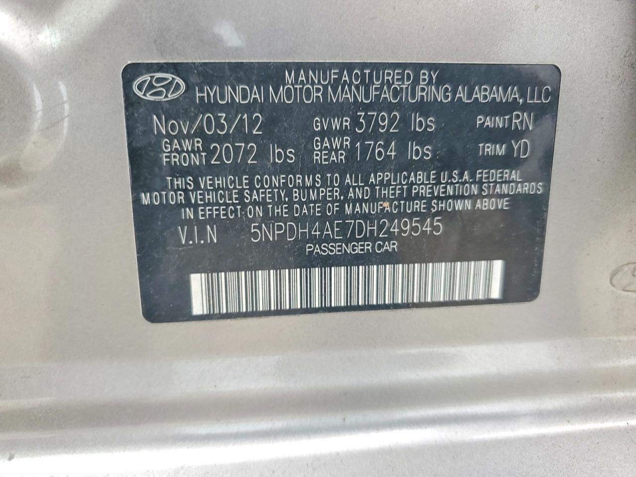 2013 Hyundai Elantra Limited Tan vin: 5NPDH4AE7DH249545