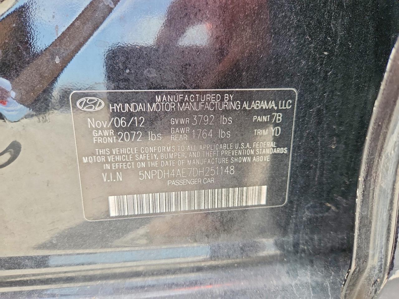 2013 Hyundai Elantra Gls Black vin: 5NPDH4AE7DH251148