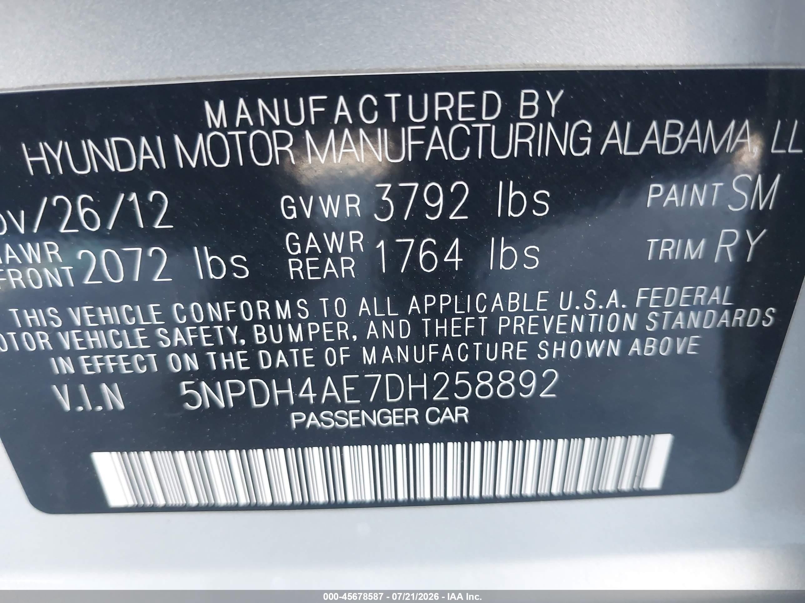 2013 Hyundai Elantra Limited Silver vin: 5NPDH4AE7DH258892