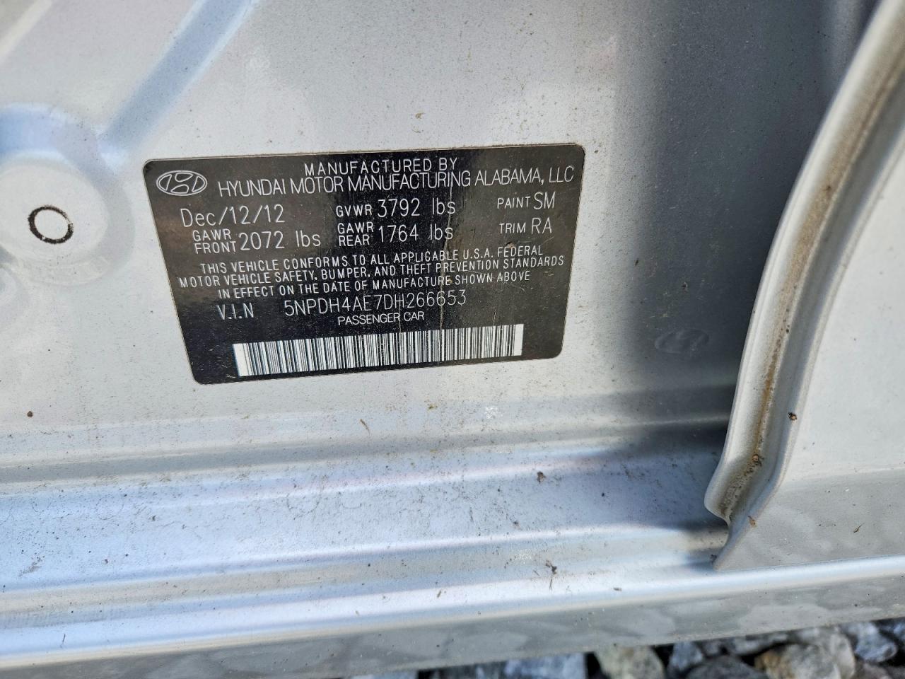 2013 Hyundai Elantra Gls Silver vin: 5NPDH4AE7DH266653