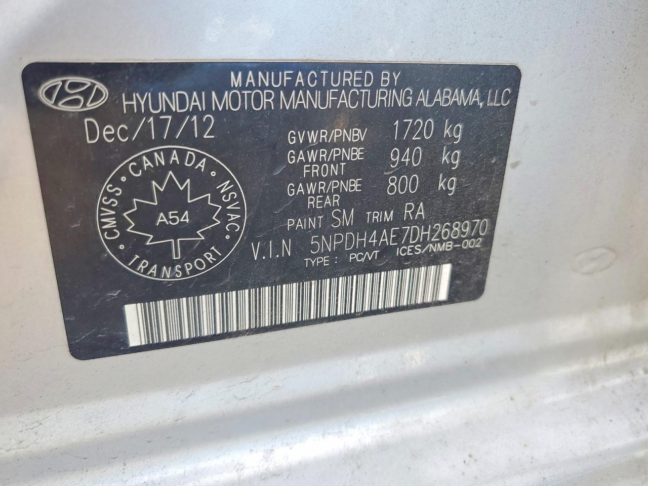 2013 Hyundai Elantra Gls Silver vin: 5NPDH4AE7DH268970