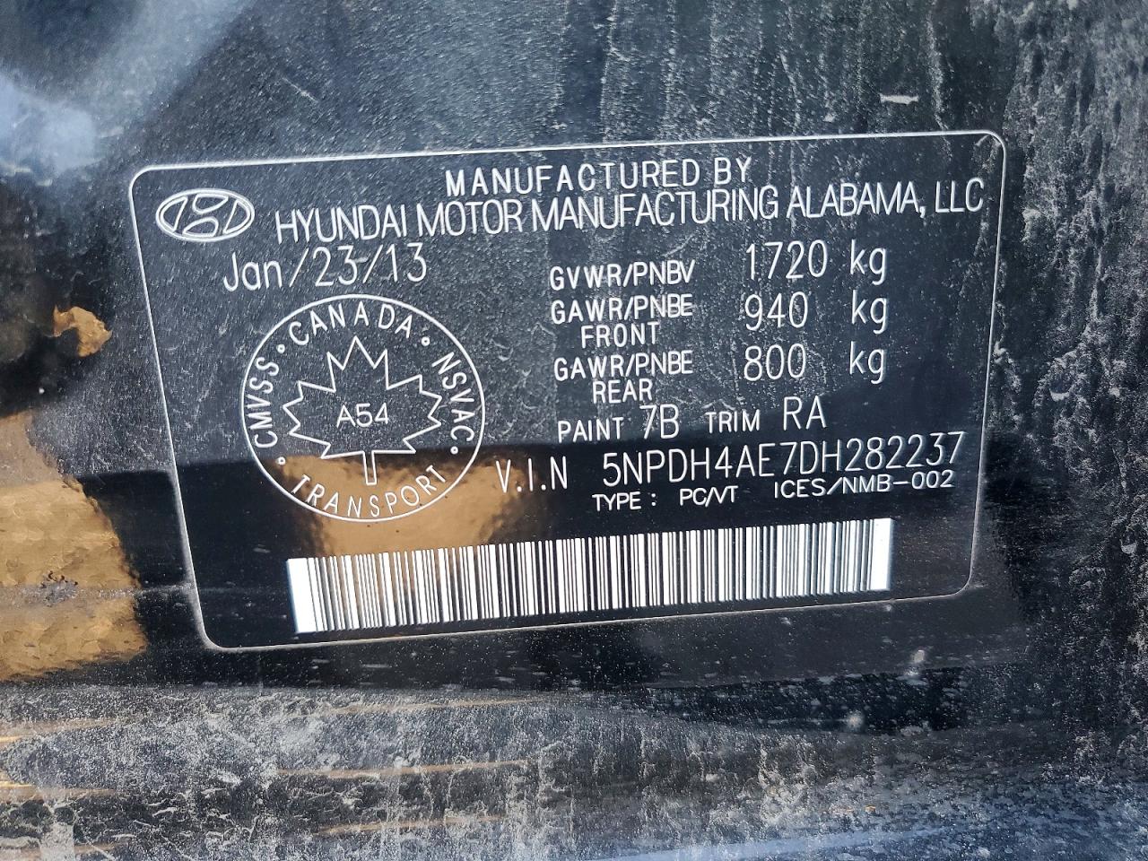 2013 Hyundai Elantra Gls Black vin: 5NPDH4AE7DH282237