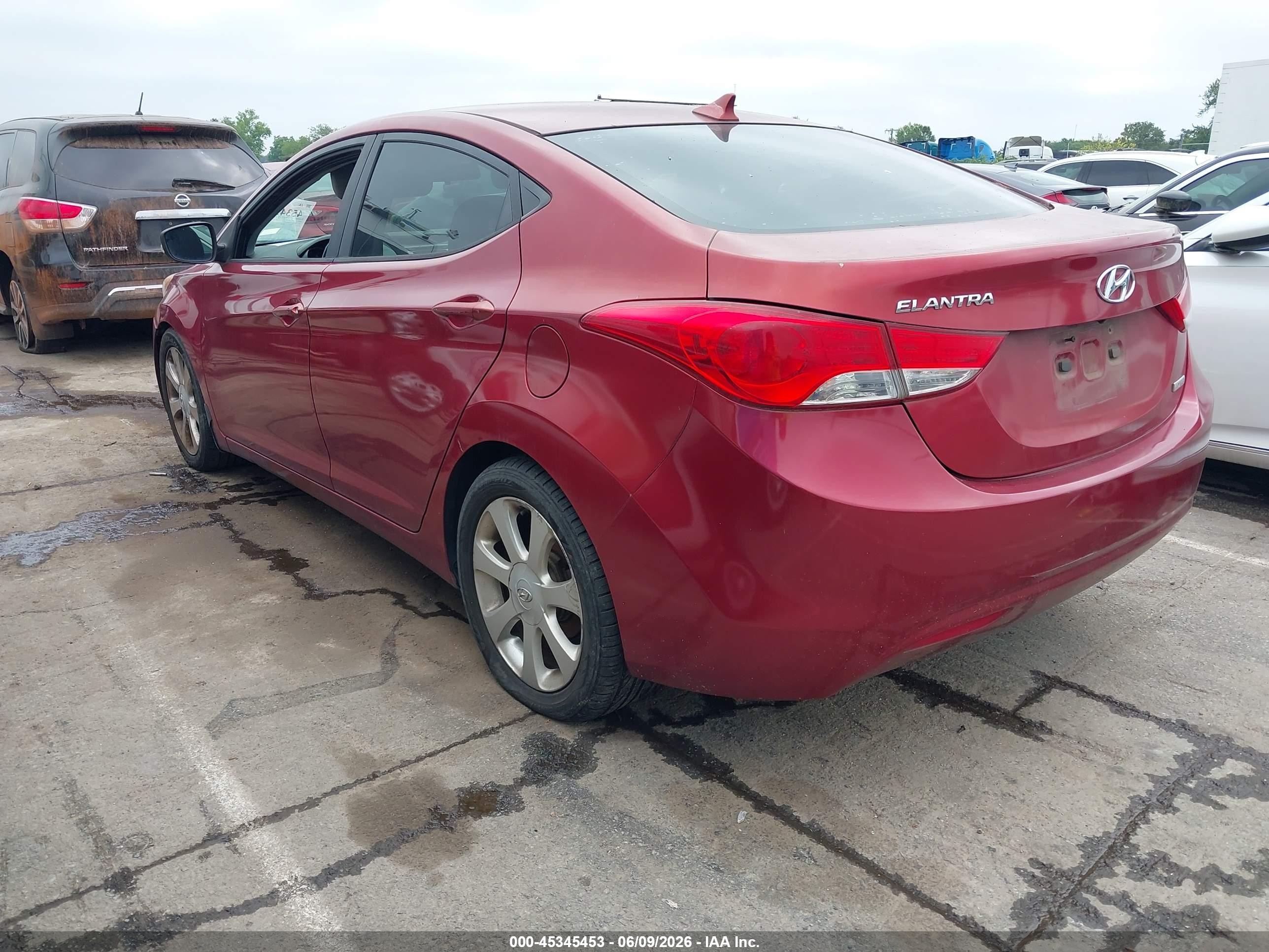 2013 Hyundai Elantra Limited Burgundy vin: 5NPDH4AE7DH290628