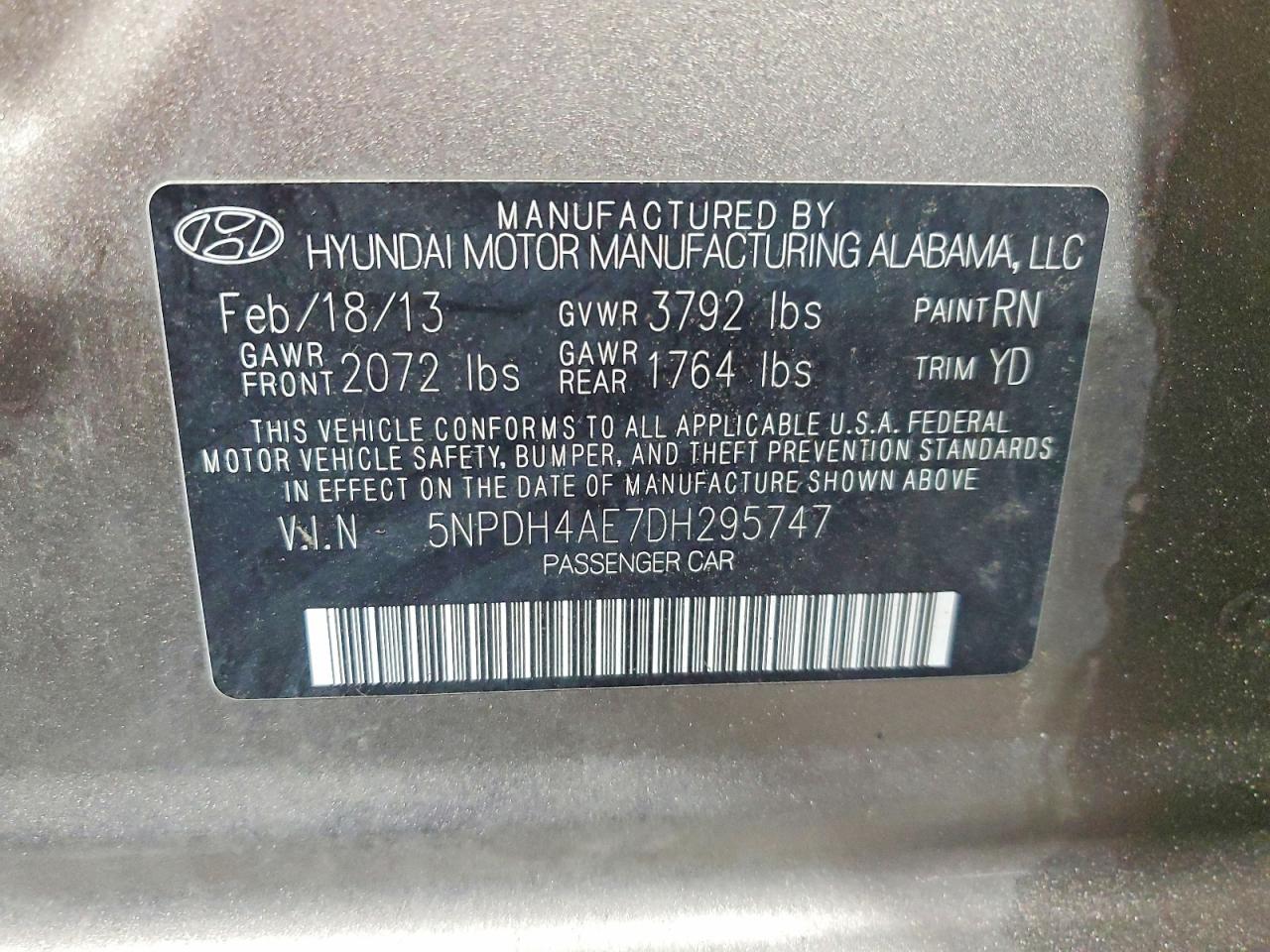 2013 Hyundai Elantra Gls Tan vin: 5NPDH4AE7DH295747