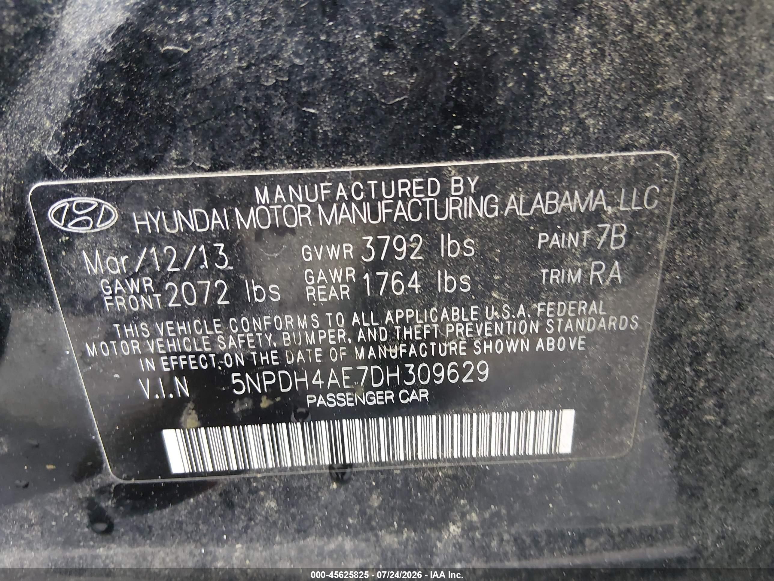 2013 Hyundai Elantra Gls Black vin: 5NPDH4AE7DH309629