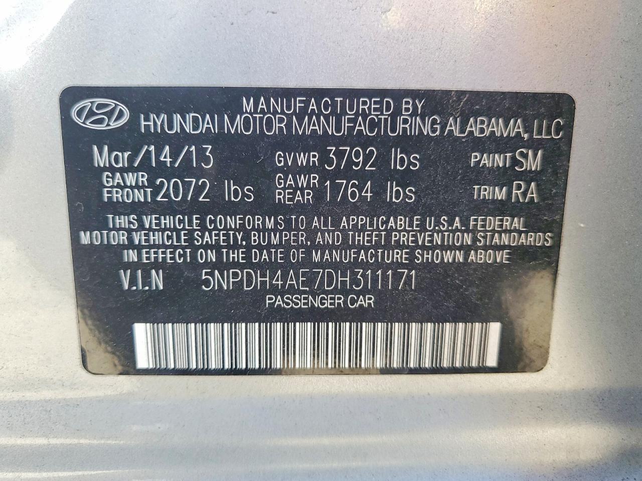 2013 Hyundai Elantra Gls Silver vin: 5NPDH4AE7DH311171