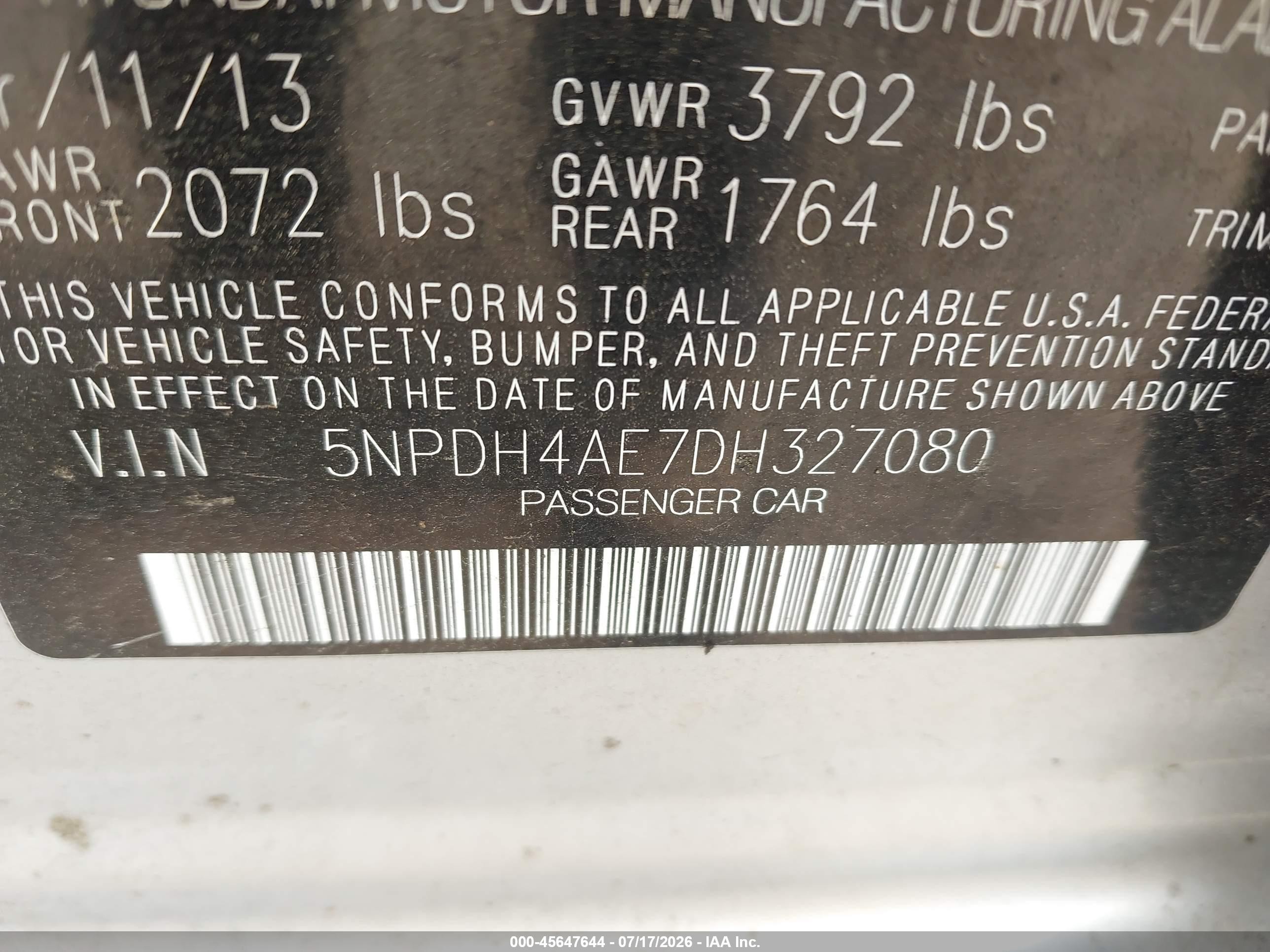 2013 Hyundai Elantra Gls Silver vin: 5NPDH4AE7DH327080