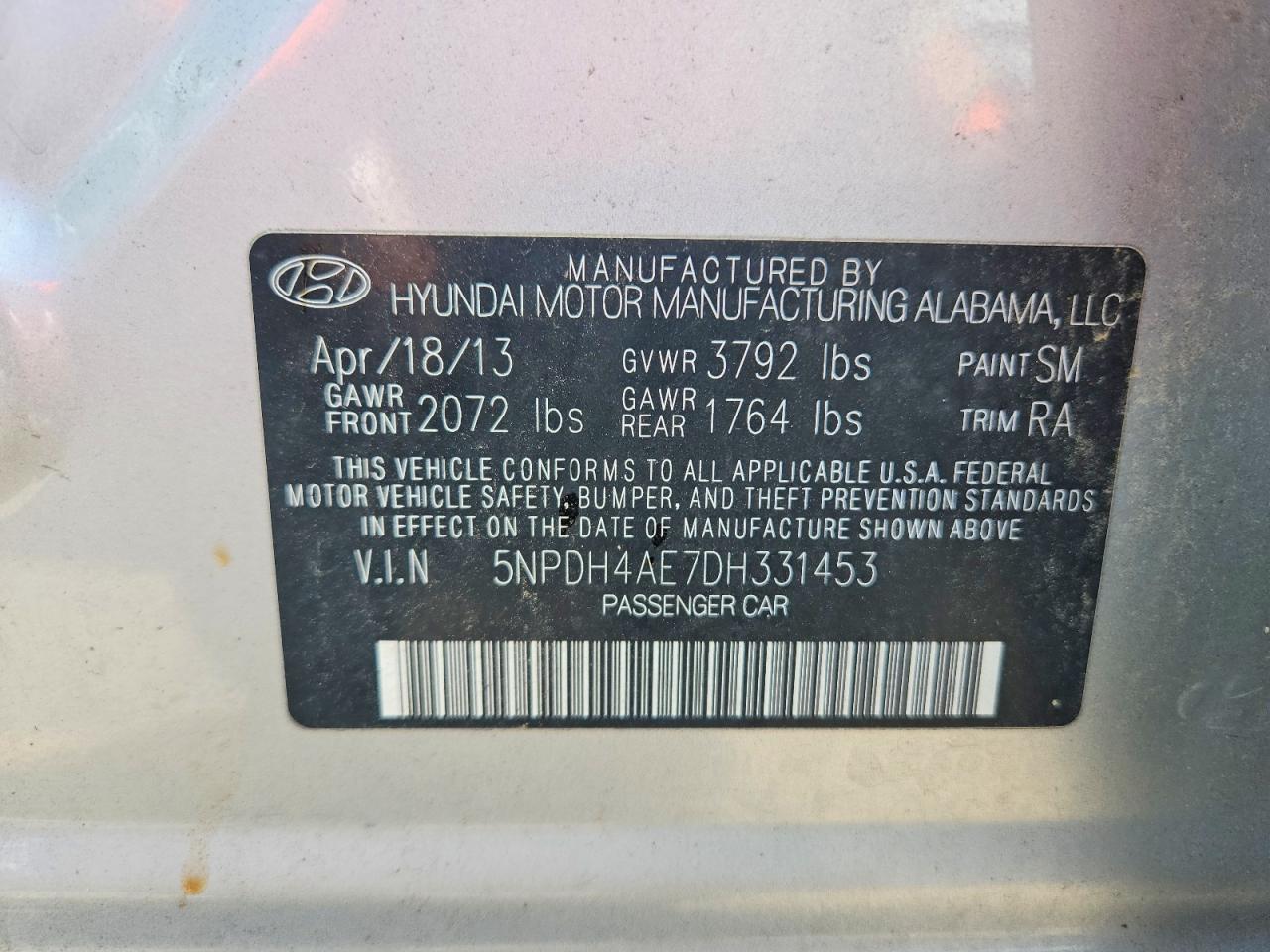 2013 Hyundai Elantra Gls Silver vin: 5NPDH4AE7DH331453