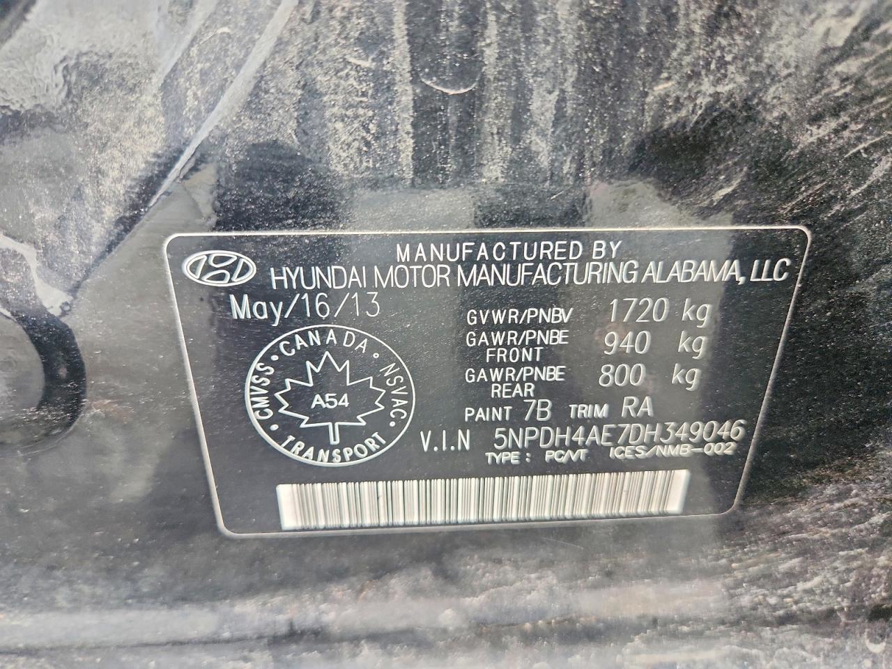 2013 Hyundai Elantra Gls Black vin: 5NPDH4AE7DH349046