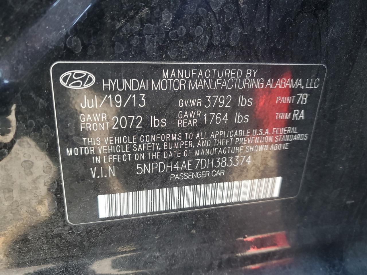 2013 Hyundai Elantra Gls Черный vin: 5NPDH4AE7DH383374