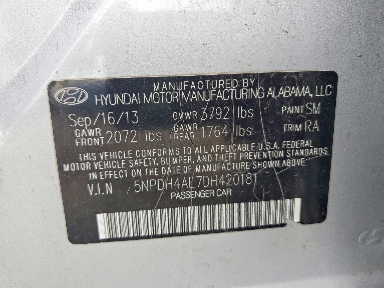 2013 Hyundai Elantra Gls Серебряный vin: 5NPDH4AE7DH420181