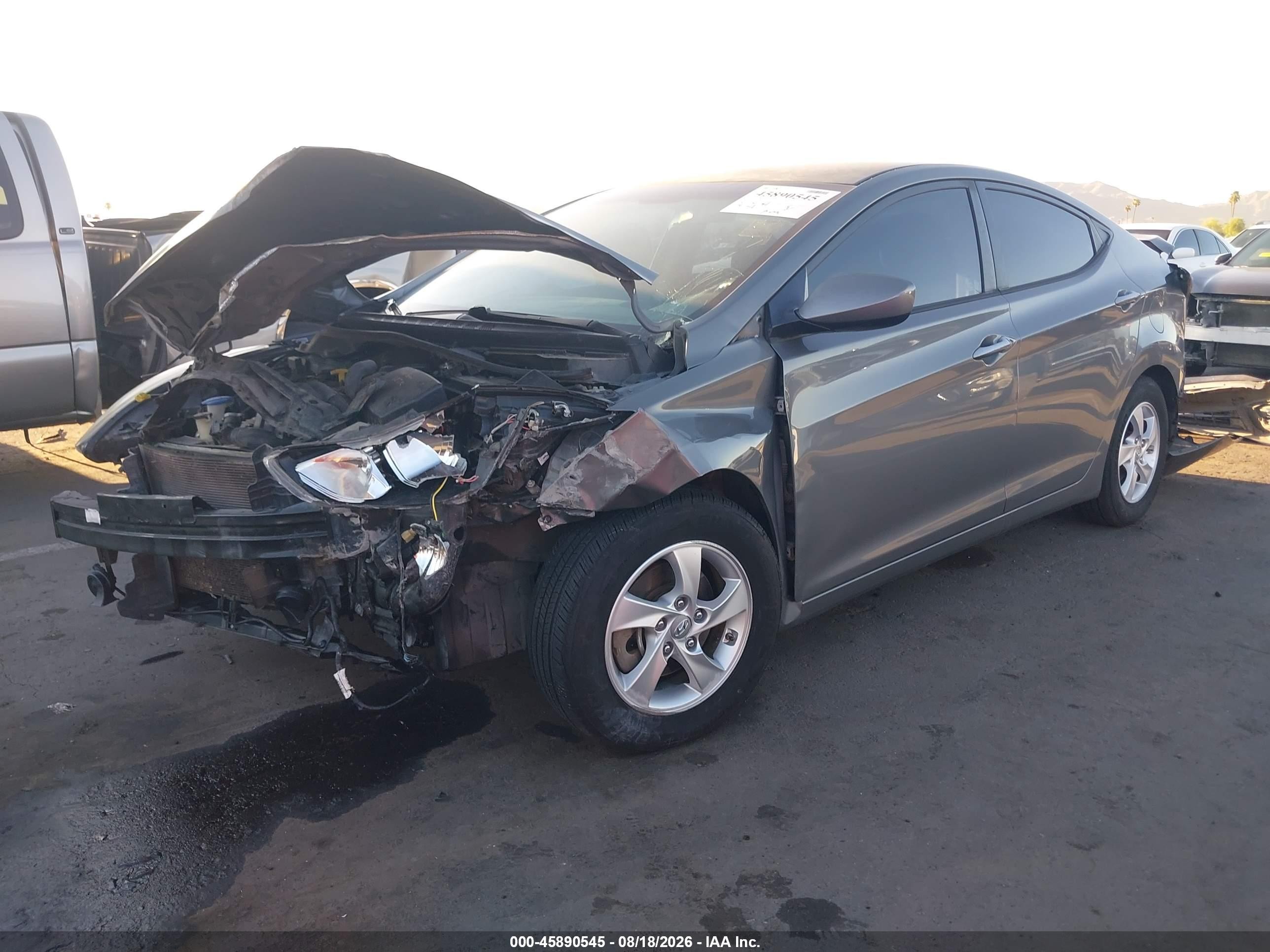 2014 Hyundai Elantra Se Gray vin: 5NPDH4AE7EH449472