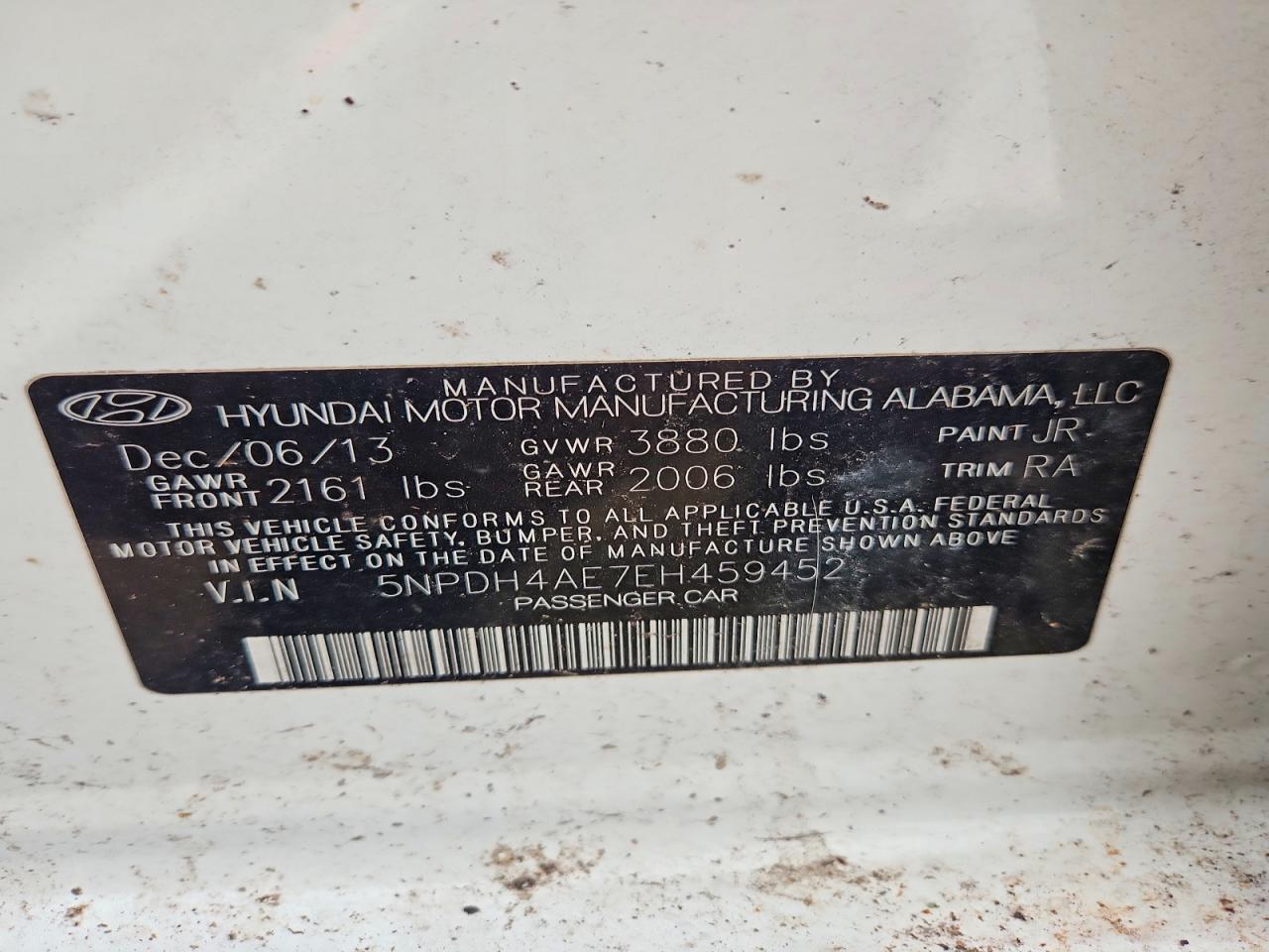 2014 Hyundai Elantra Se Белый vin: 5NPDH4AE7EH459452