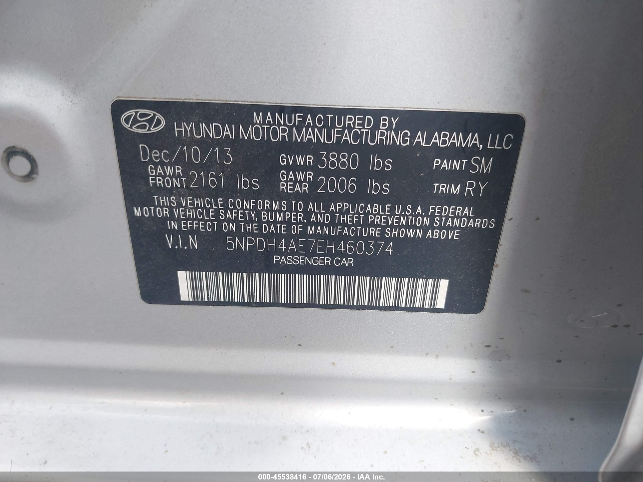 2014 Hyundai Elantra Limited Silver vin: 5NPDH4AE7EH460374