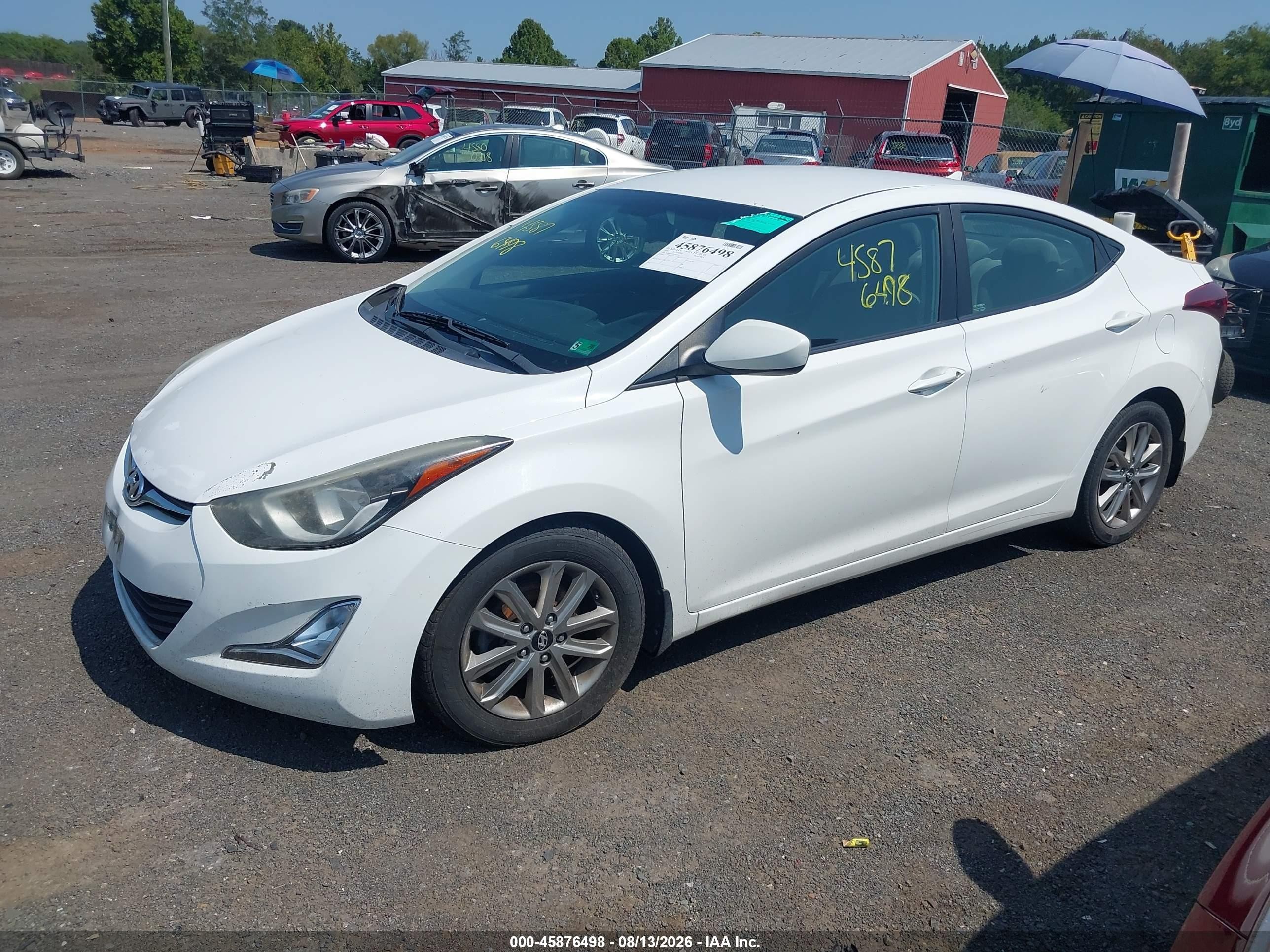 2014 Hyundai Elantra Se White vin: 5NPDH4AE7EH460925