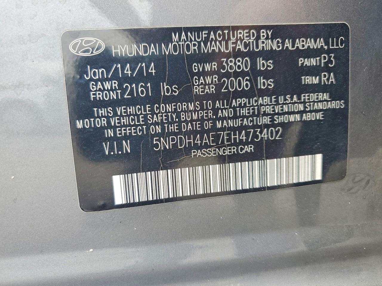 2014 Hyundai Elantra Limited Gray vin: 5NPDH4AE7EH473402