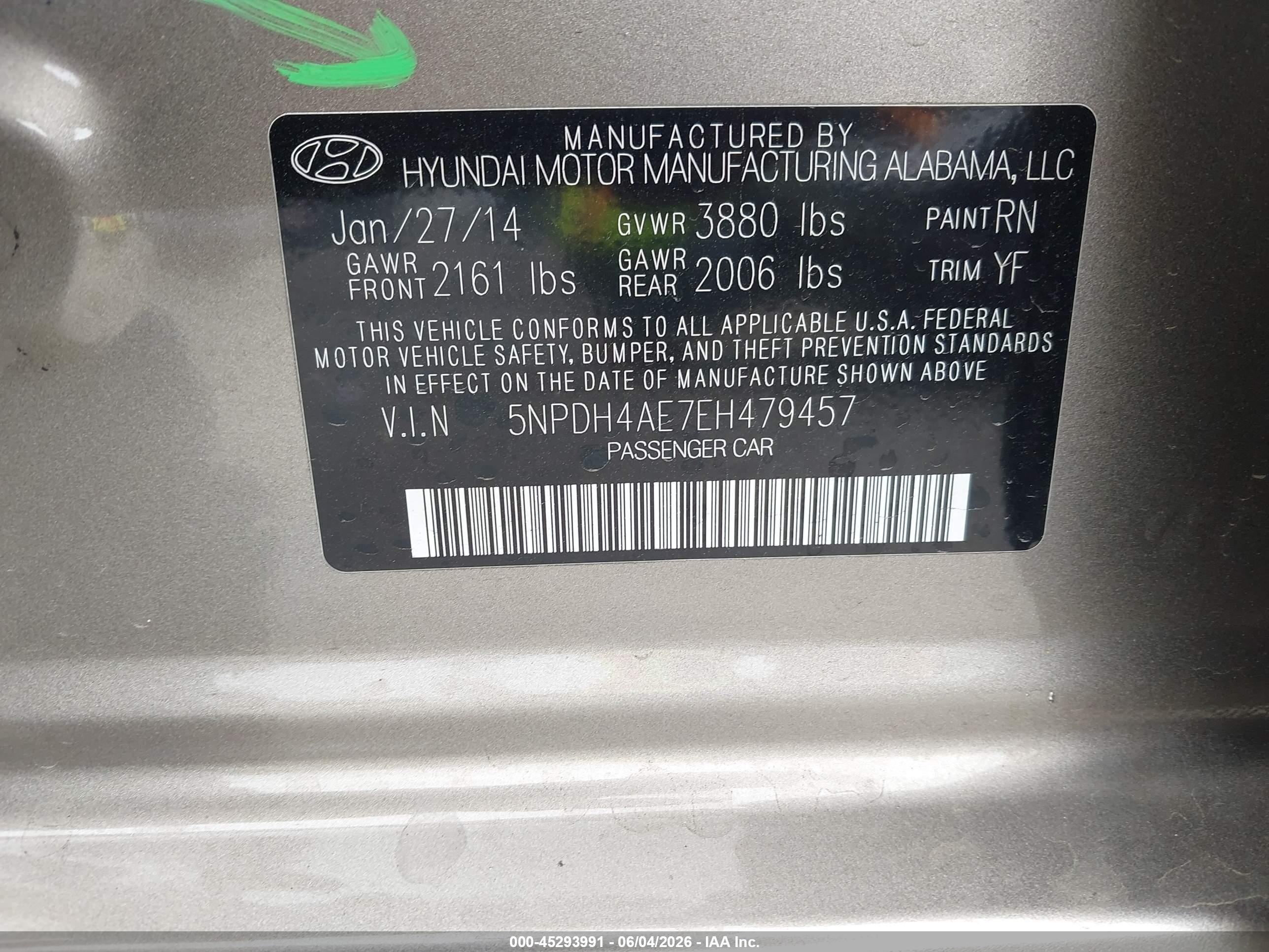 2014 Hyundai Elantra Se Silver vin: 5NPDH4AE7EH479457