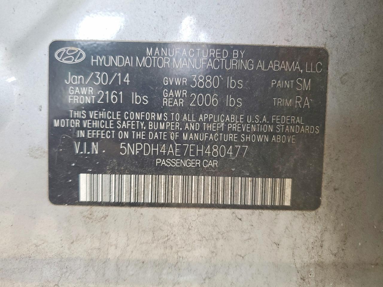 2014 Hyundai Elantra Se Silver vin: 5NPDH4AE7EH480477
