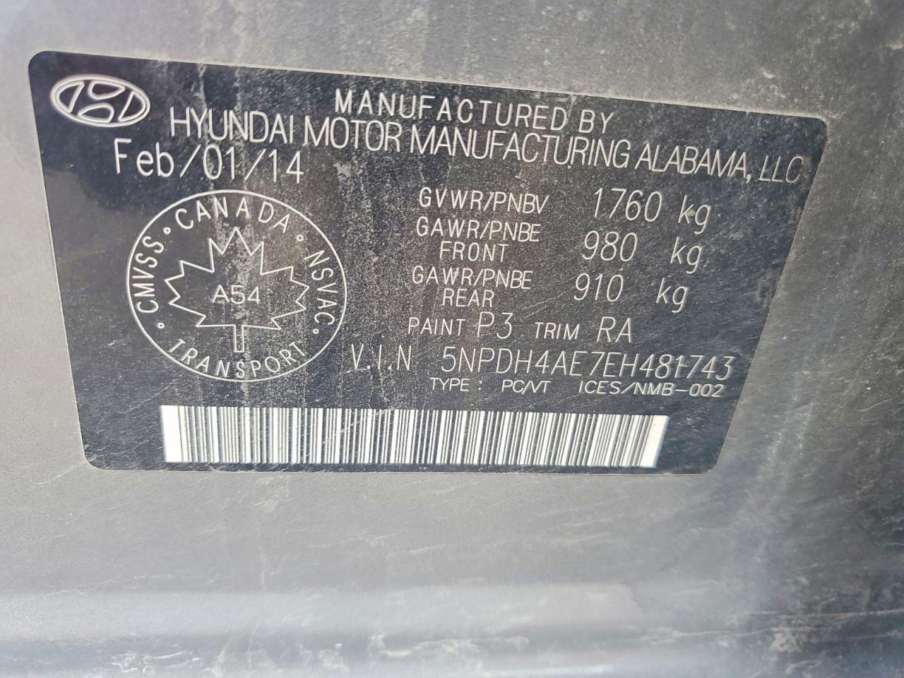 2014 Hyundai Elantra Se Gray vin: 5NPDH4AE7EH481743