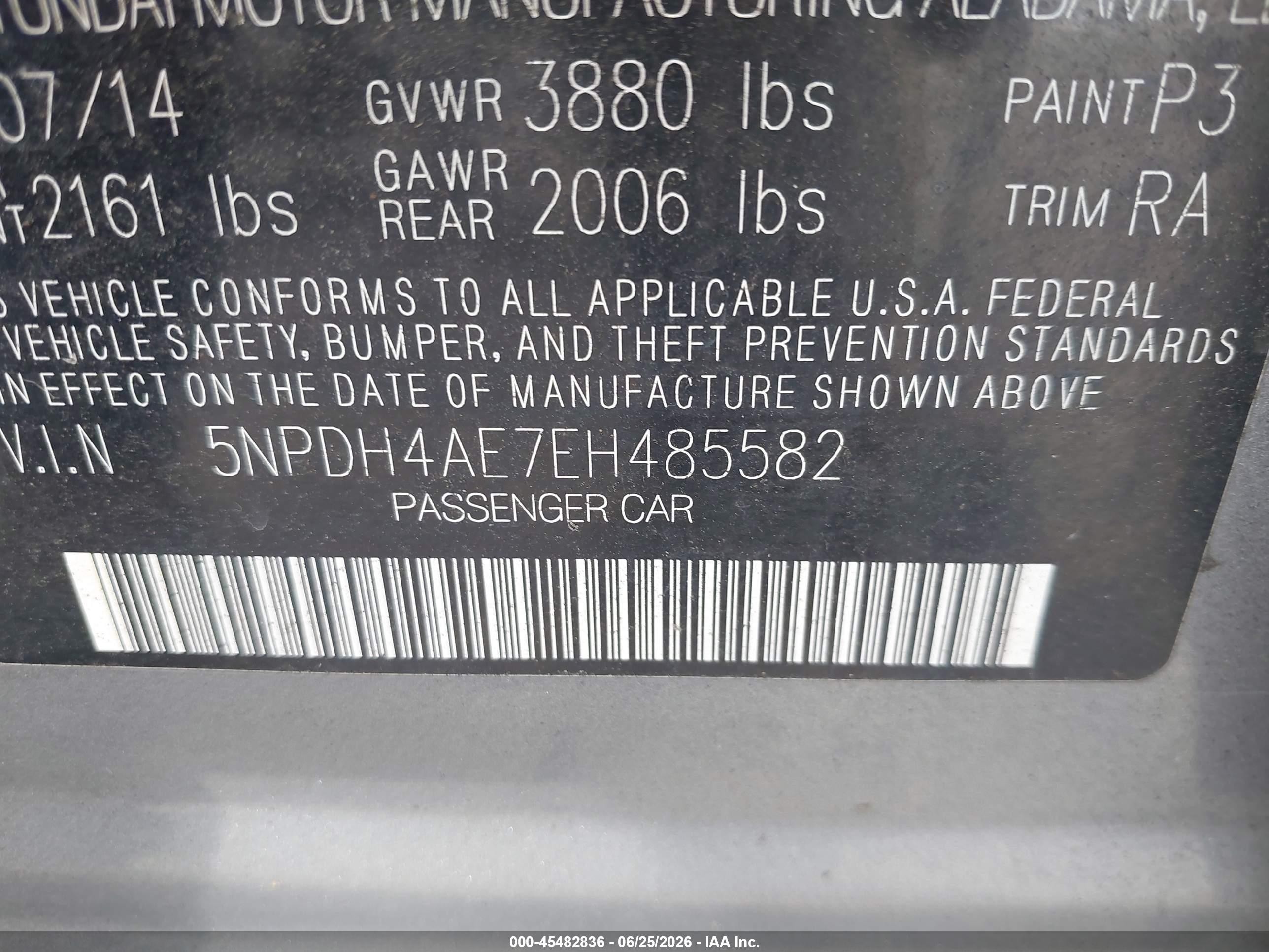 2014 Hyundai Elantra Se Gray vin: 5NPDH4AE7EH485582