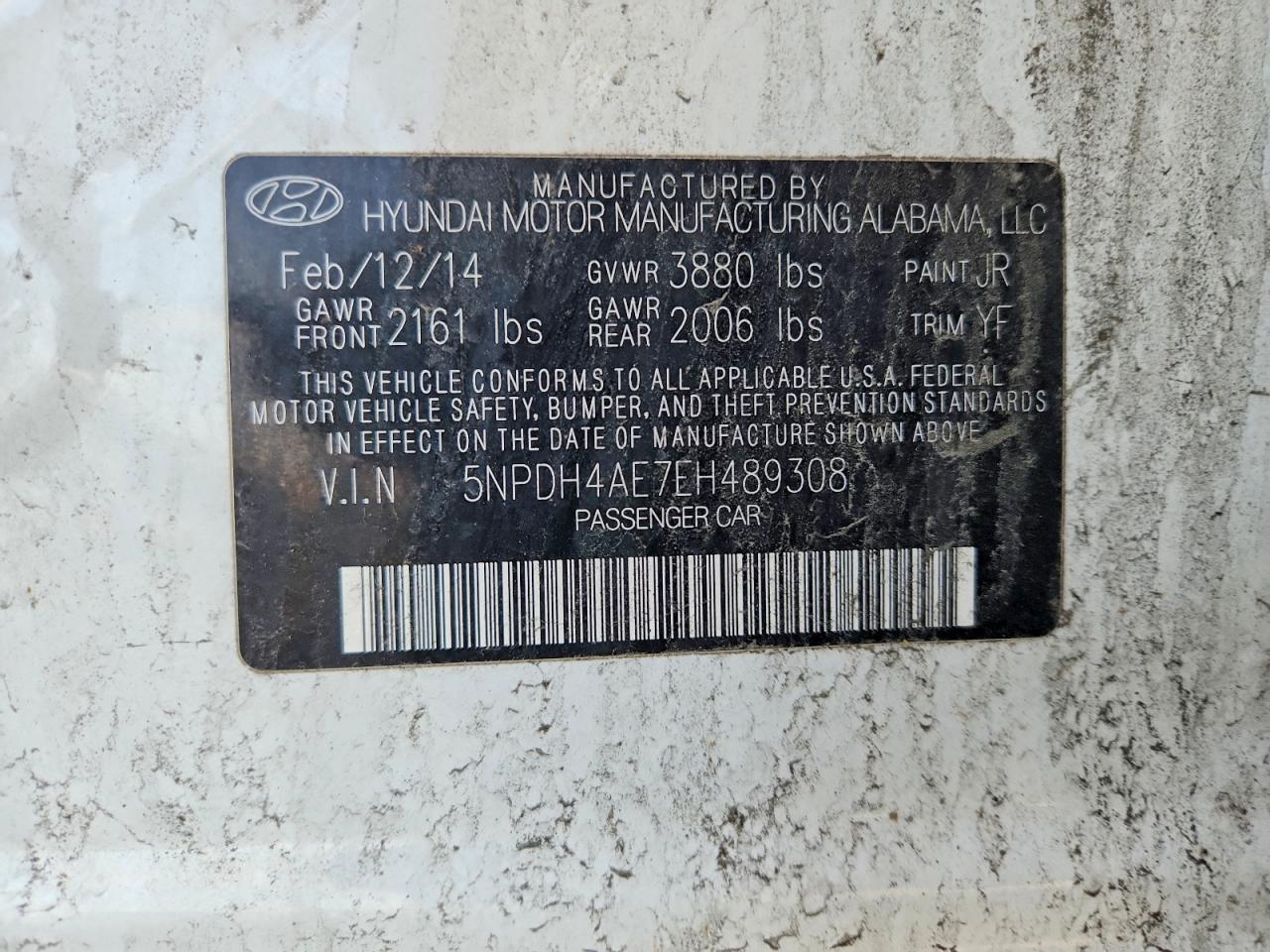 2014 Hyundai Elantra Limited White vin: 5NPDH4AE7EH489308