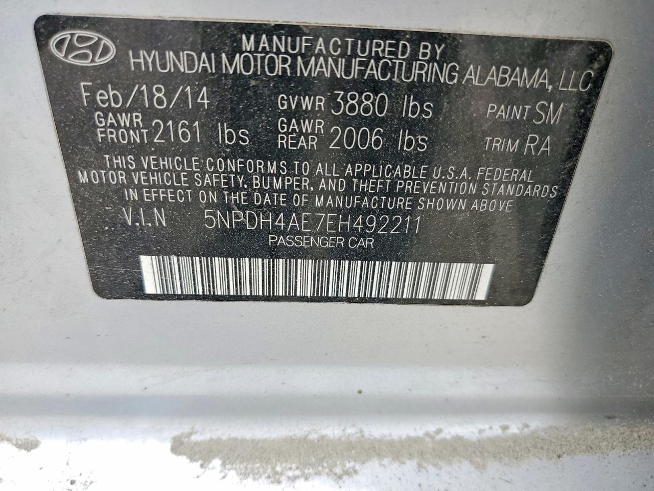 2014 Hyundai Elantra Se Silver vin: 5NPDH4AE7EH492211