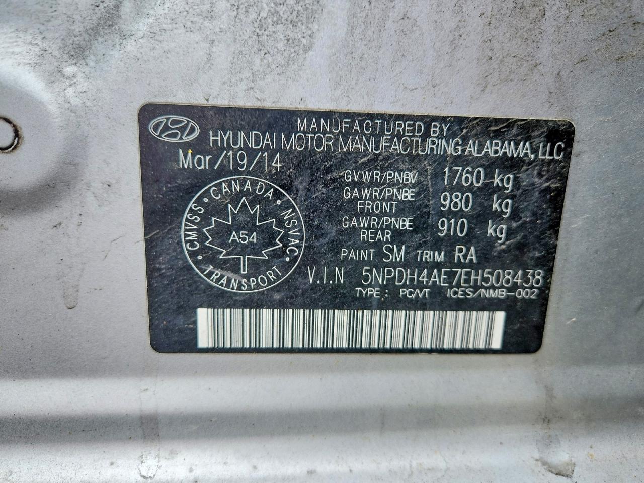 2014 Hyundai Elantra Se Silver vin: 5NPDH4AE7EH508438