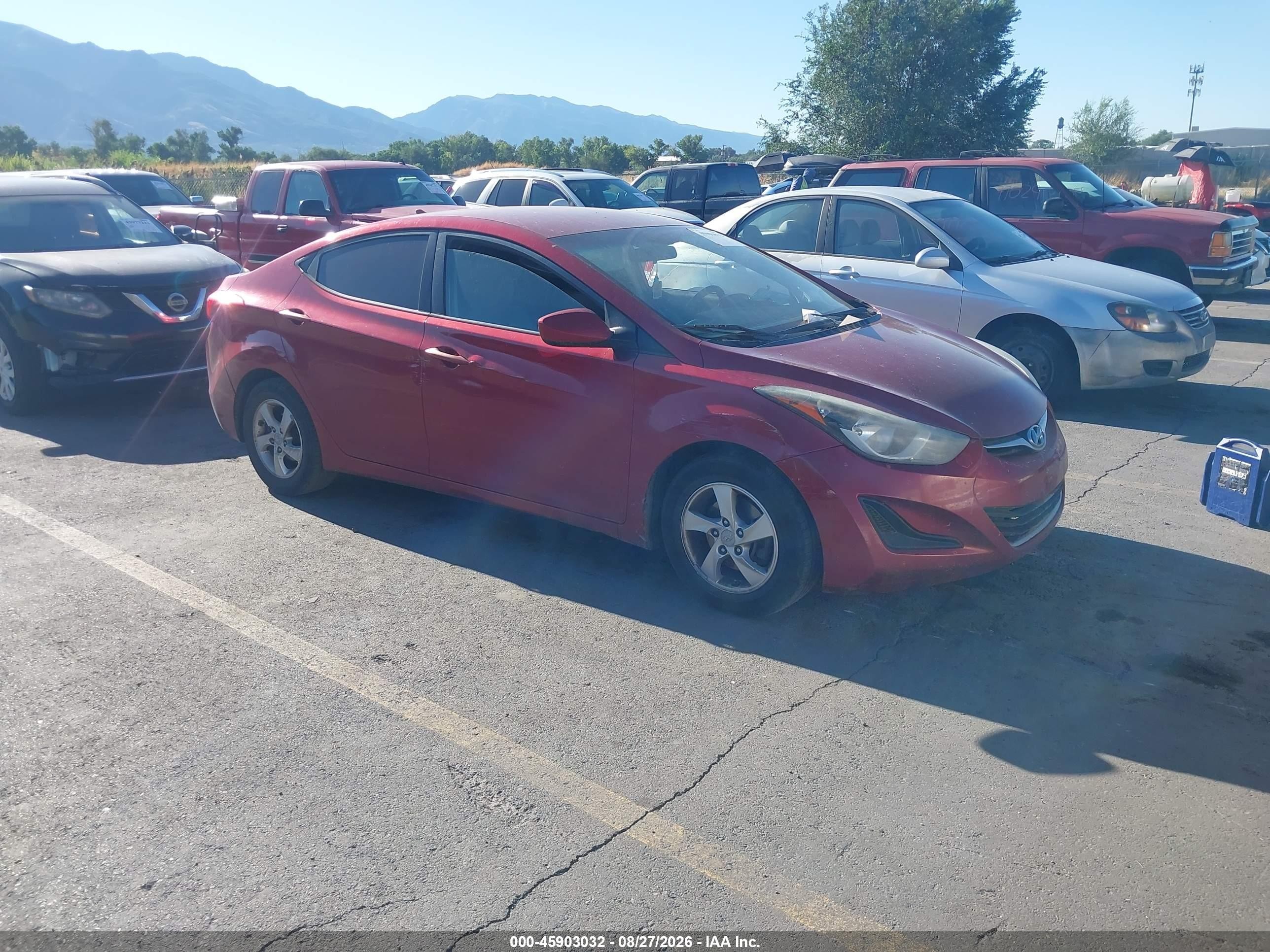 2014 Hyundai Elantra Se Red vin: 5NPDH4AE7EH513848