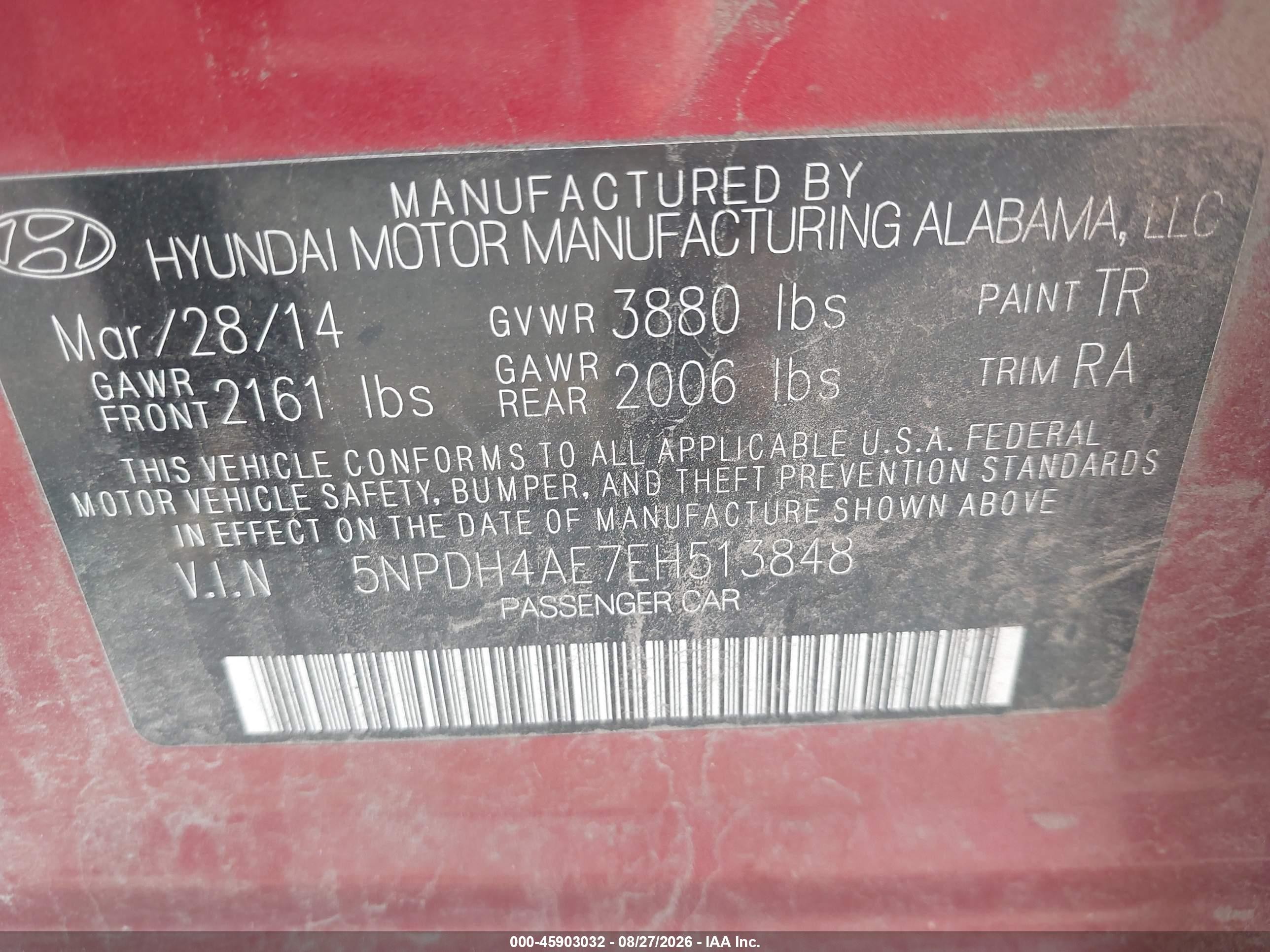 2014 Hyundai Elantra Se Red vin: 5NPDH4AE7EH513848